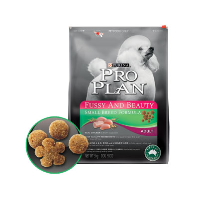 Proplan fussy and beauty สูตรสุนัขโตพันธุ์เล็กทานยากและบำรุงขน รสไก่และข้าว ขนาด 1.3 กก