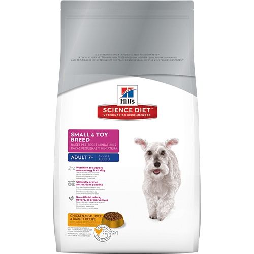 ็Hill's Science Diet adult7+ small and toy breed 1.5 kg อาหารเม็ดสำหรับสุนัขพันธุ์เล็กอายุ 7 ปีขึ้นไป ขนาด 1.5 กก.
