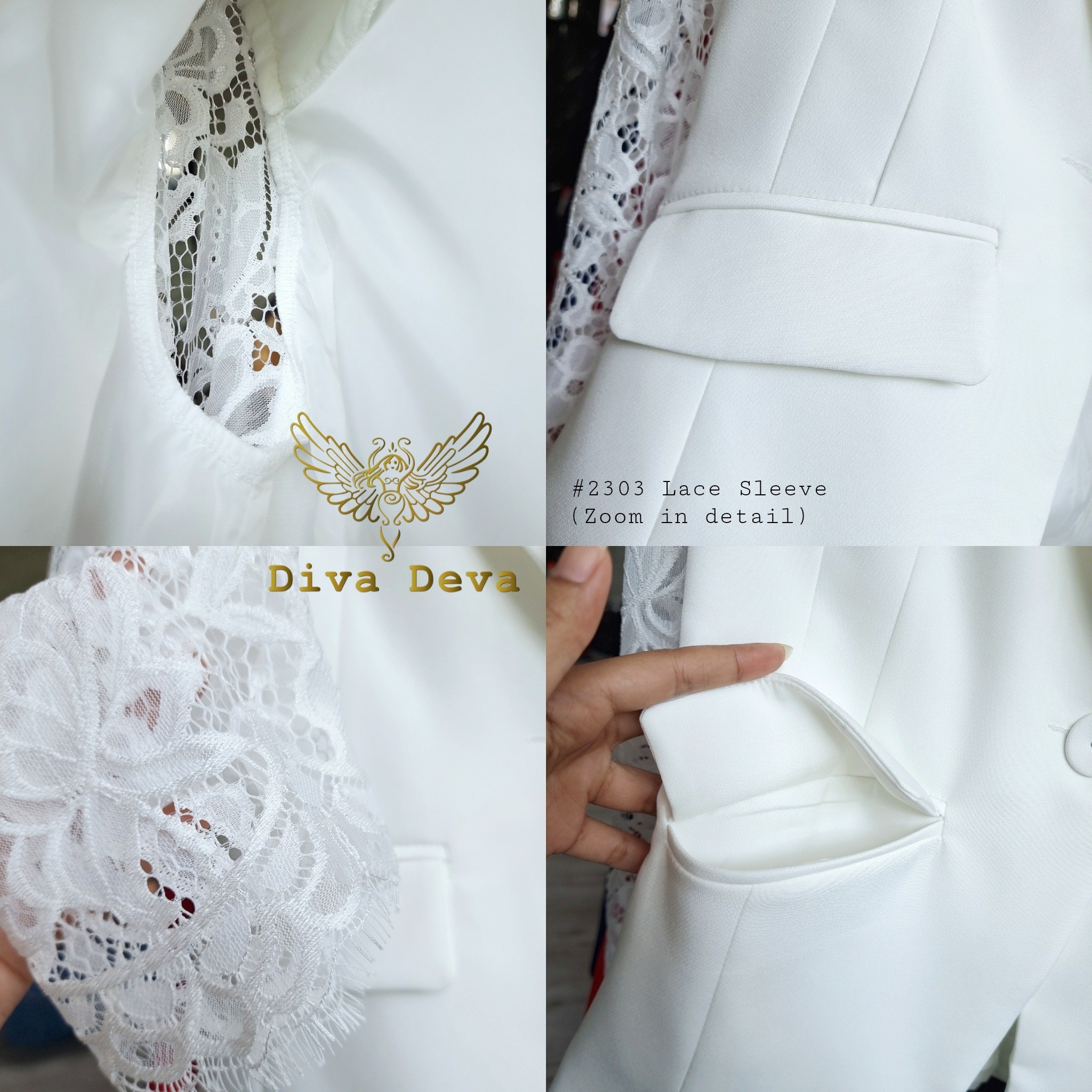 2303 เสื้อสูทแขนลูกไม้ซีทรู