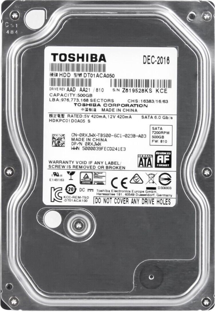 Toshiba 500GB 7.2K SATA 6Gb/s 3.5" Hard Drive // DT01ACA050 / Dell 0RXJWX (Used) สินค้ารับประกัน โดย บริษัท อะไหล่เซิร์ฟเวอร์ จำกัด