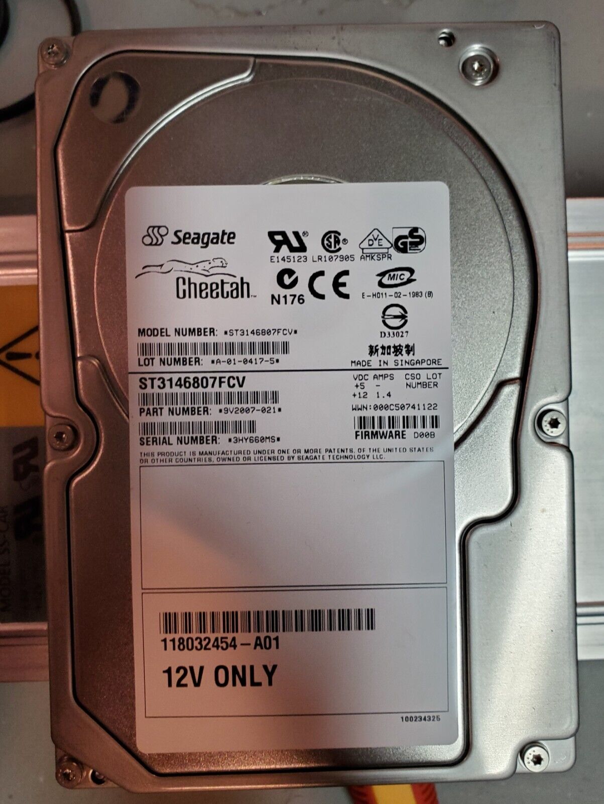 Seagate Cheetah 146GB 10K Fibre 3.5" Hard Drive // ST3146807FCV (Used) // สินค้ารับประกัน โดย บริษัท อะไหล่เซิร์ฟเวอร์ จำกัด