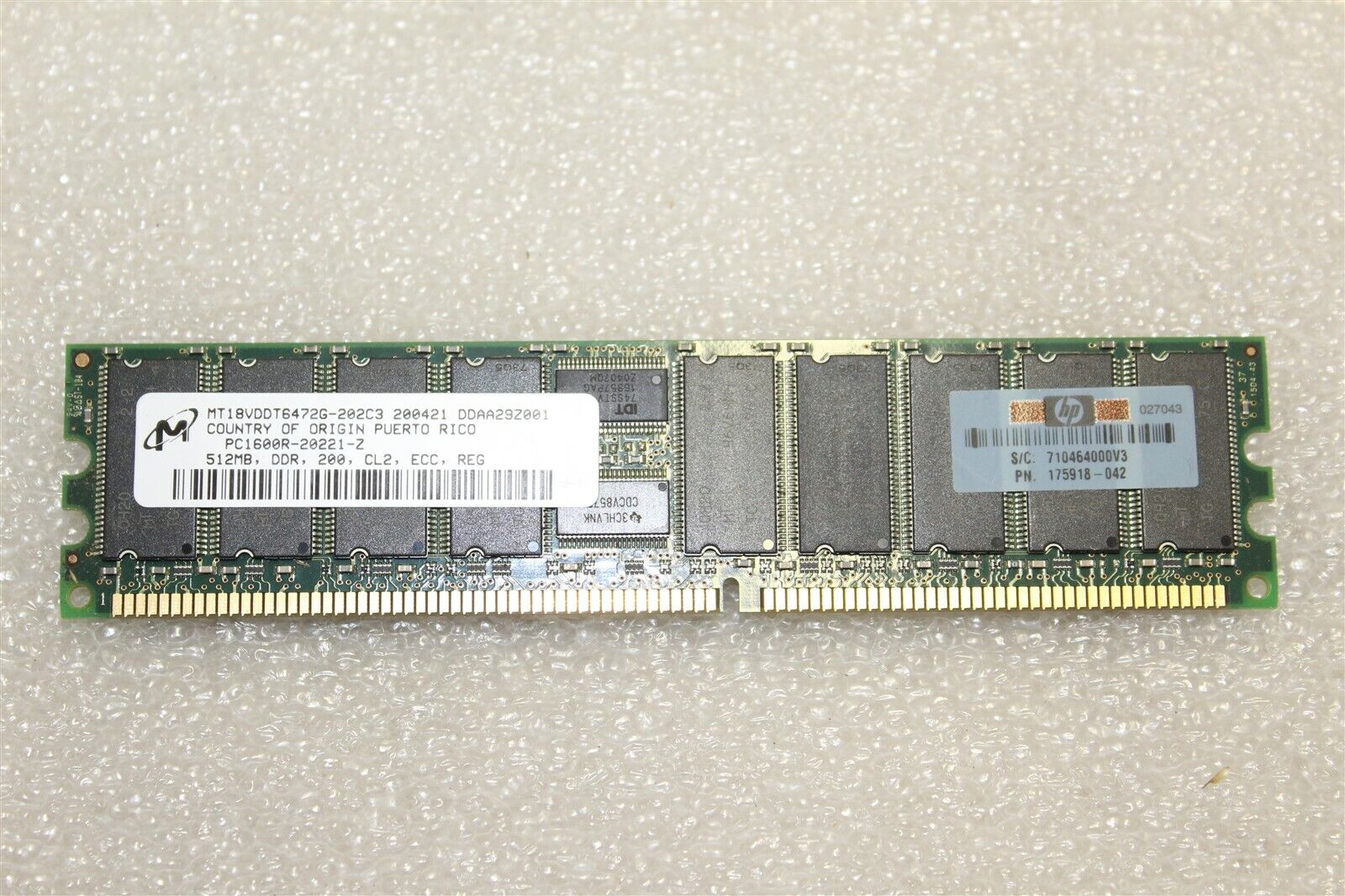 HP 512MB Memory PC1600R-20221-Z / 175918-042 // (USED) สินค้ารับประกัน โดย บริษัท อะไหล่เซิร์ฟเวอร์ จำกัด