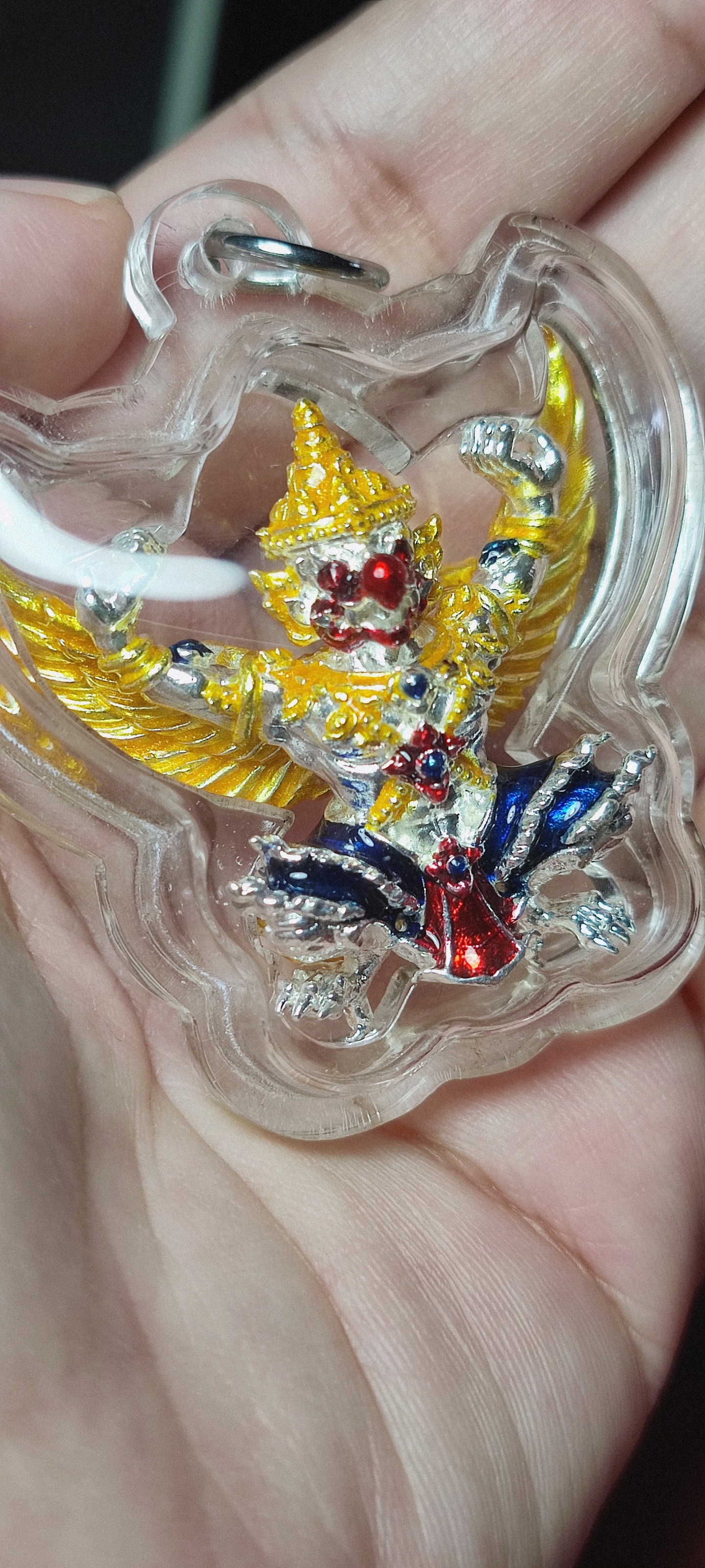 พญาครุฑ รุ่นราชาโชค พระอาจารย์อึ่ง วัดเชิงหวาย บางชื่อ กทม. เนื้อสัมฤทธิ์เงินลงยา ปี 2560