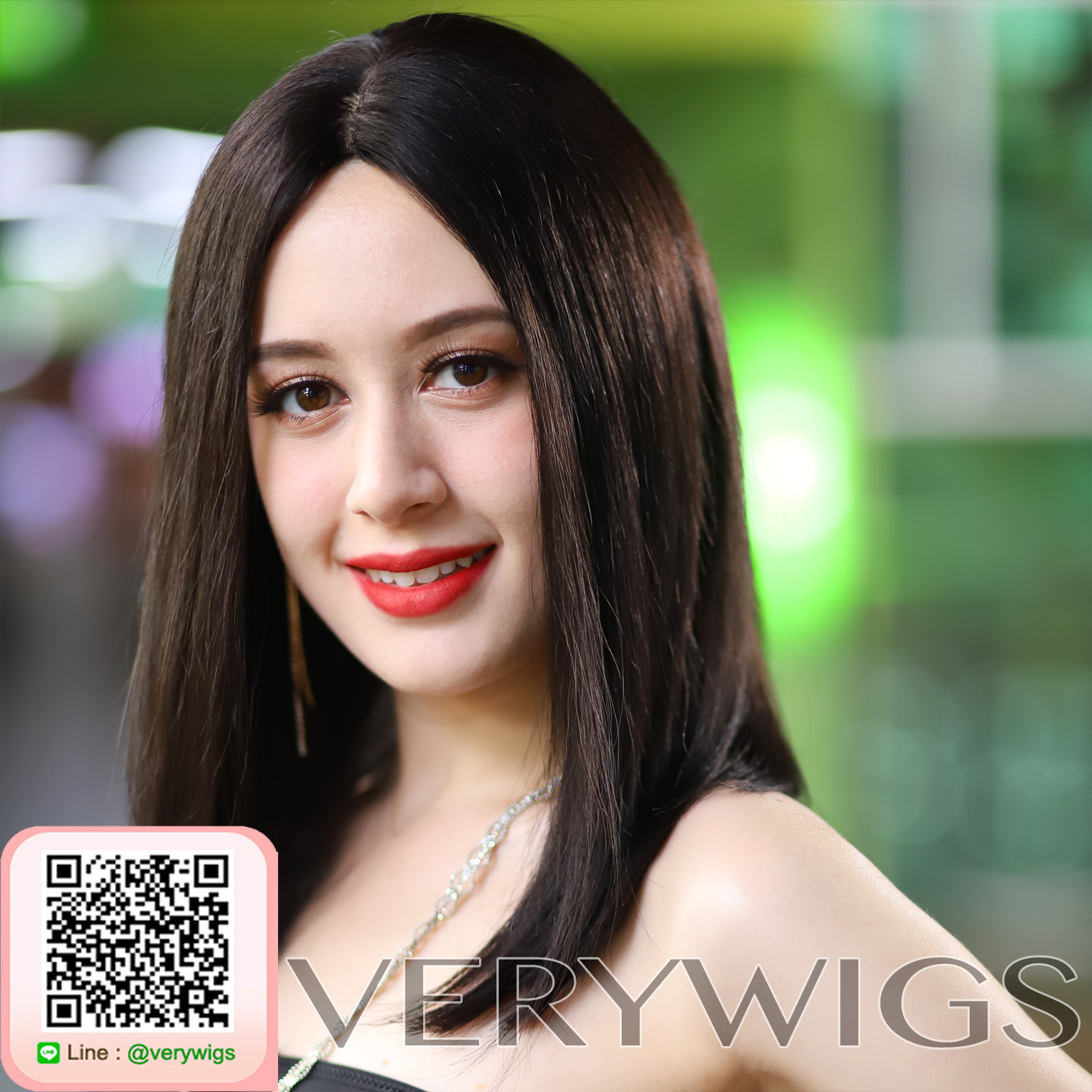 วิกผมแท้ 100% งานหนังศีรษะแสกกลาง (ทอหนังศรีษะ SILK) ด้านหน้ายาว BY VERYWIGS