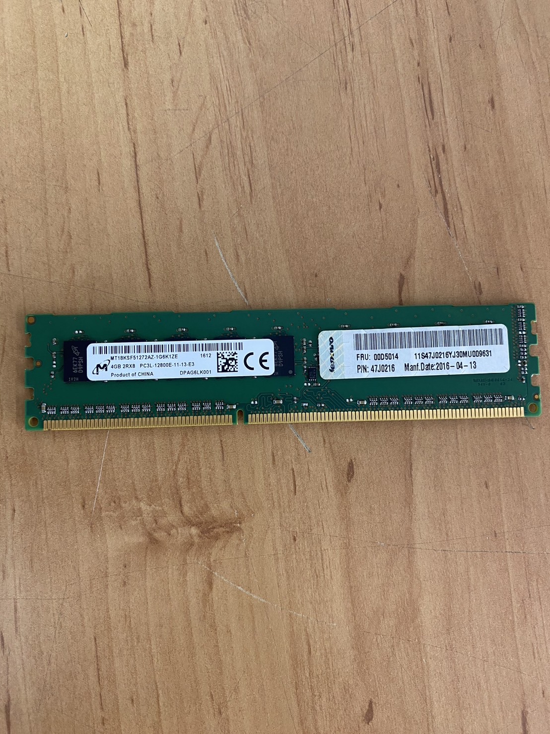 IBM 4GB 2Rx8 PC3L-12800E 1600MHZ DDR3 CAS 11-11-11 // 00D5014 / MT18KSF51272AZ-1G6K1ZE (Used) // สินค้ารับประกัน โดย บริษัท อะไหล่เซิร์ฟเวอร์ จำกัด