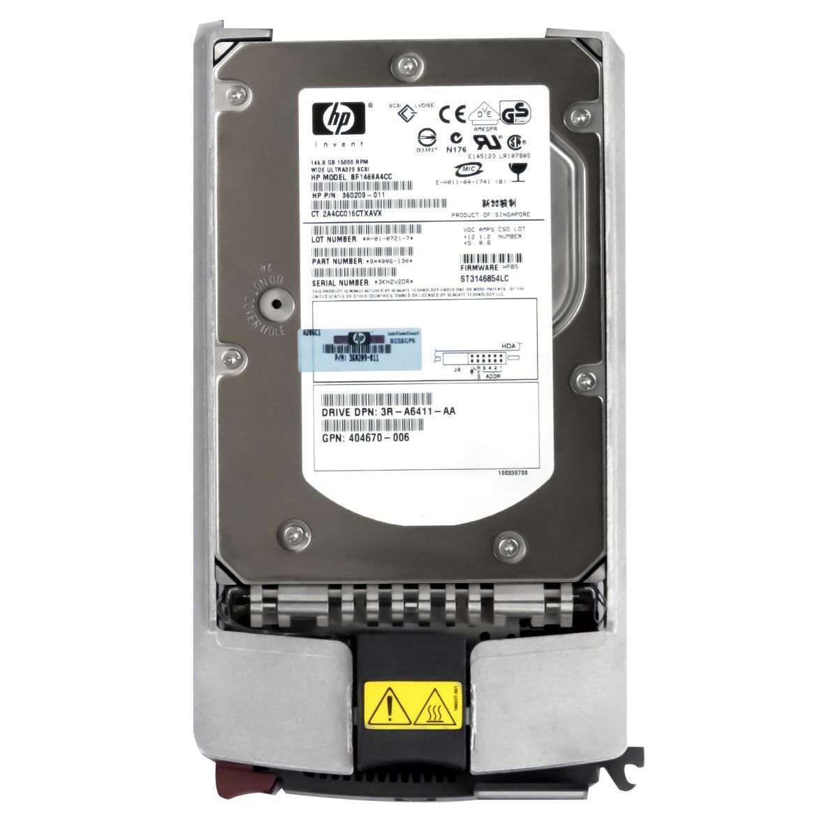 HP 146GB 15K 8MB SCSI U320 80-PIN 3.5"" Hard Drive // BF1468A4CC / HDD 360209-011 / GPN 271837-022 / TRAY 404712-001 / ST3146854LC (Used) // สินค้ารับประกัน โดย บริษัท อะไหล่เซิร์ฟเวอร์ จำกัด