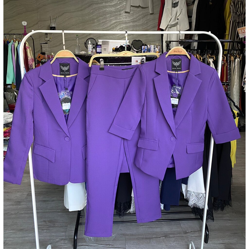เสื้อสูทผู้หญิงสีดำ/ม่วงลาเวนเดอร์ (ไม่รวมกางเกง) Smart 2236