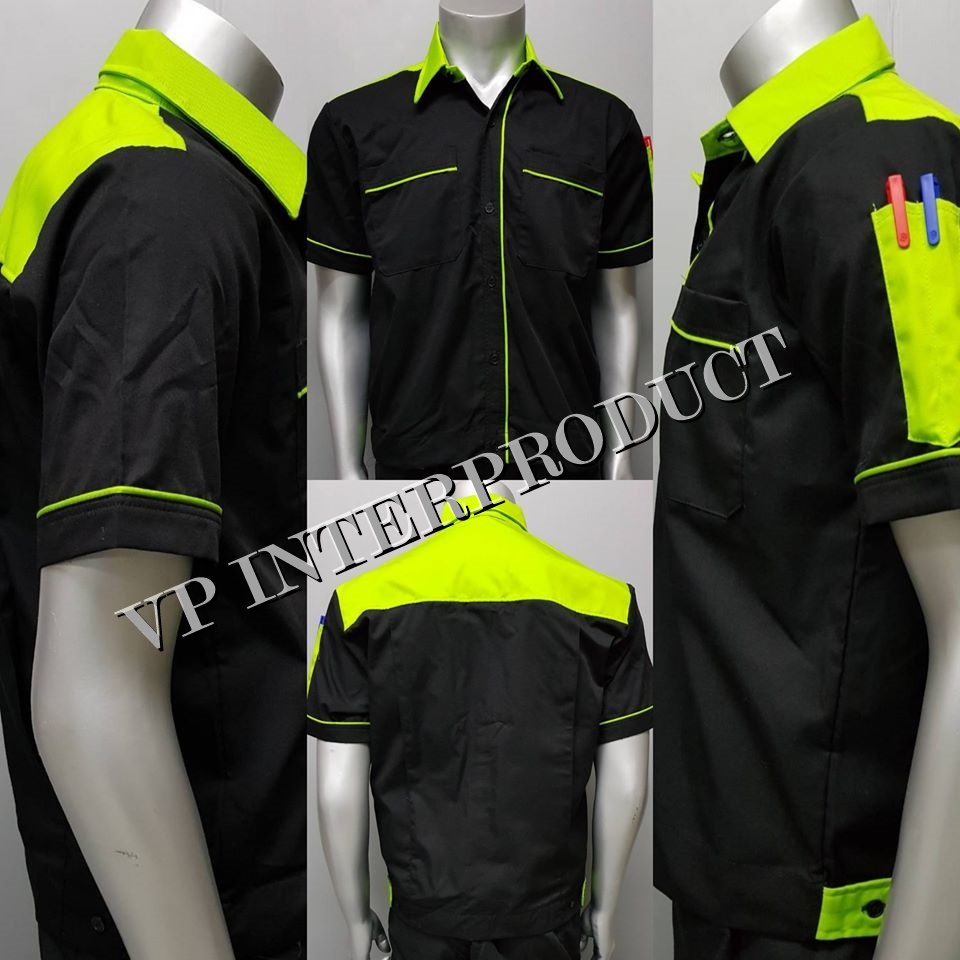 เสื้อช่าง 2 สี เเขนสั้น ผ้าคอมทวิว ไซร์ M-XXL มีสต็อก สินค้าจากโรงงานมาเอง