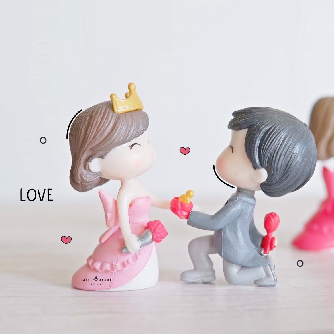 MS5054 ตุ๊กตาคู่รักขอแต่งงาน ชุดแหวน ตุ๊กตาจิ๋ว โมเดลจิ๋ว ฟิกเกอร์จิ๋ว แต่งสวน * มี COD เก็บเงินปลายทาง