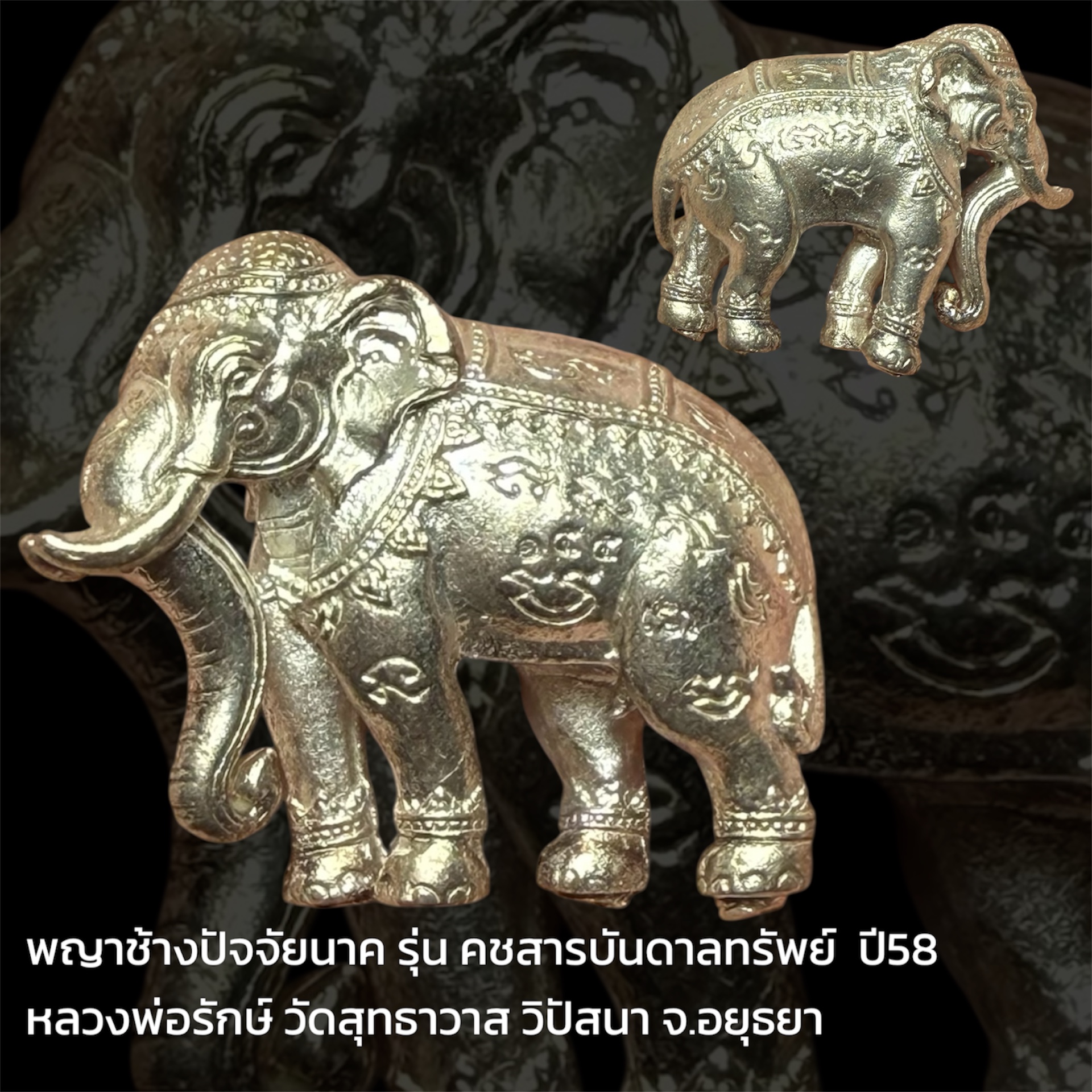 พญาช้างปัจจัยนาค รุ่น คชสารบันดาลทรัพย์ เนื้ออัลปาก้า ปี58 หลวงพ่อรักษ์ วัดสุทธาวาส วิปัสนา จ.อยุธยา