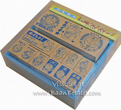 ชุดรวมตัวปั๊มโดราเอมอนฐานไม้ 13 แบบ SDH-034 (Doraemon Stamp Set)