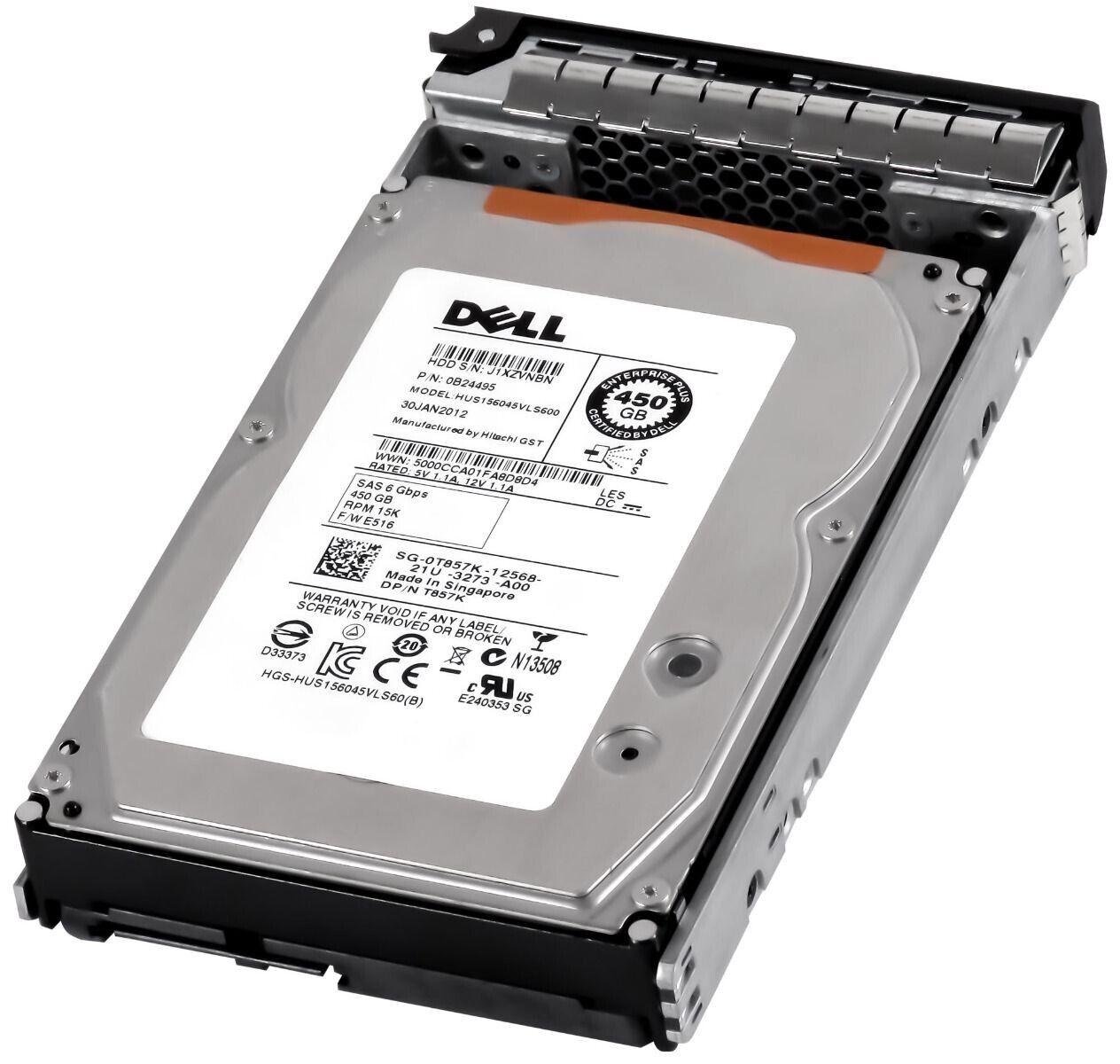 Dell 450GB 15K SAS 6G 64M 3.5" Hard Disk Server // 0B24495 / 0T857K / HUS156045VLS600 (Used) // สินค้ารับประกัน โดย บริษัท อะไหล่เซิร์ฟเวอร์ จำกัด