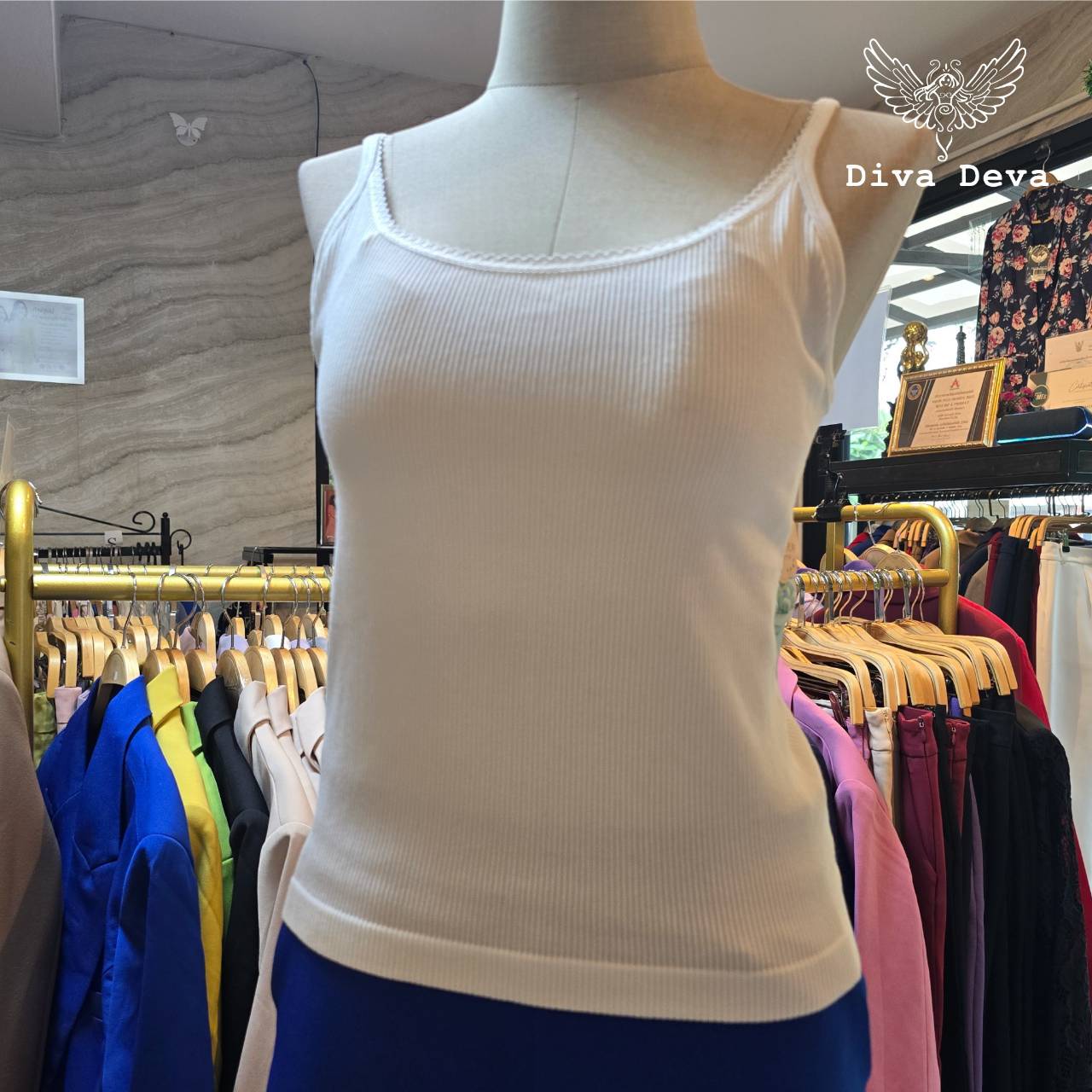 เสื้อสายเดี่ยว mini lace ลูกไม้สายปรับได้ 2สี