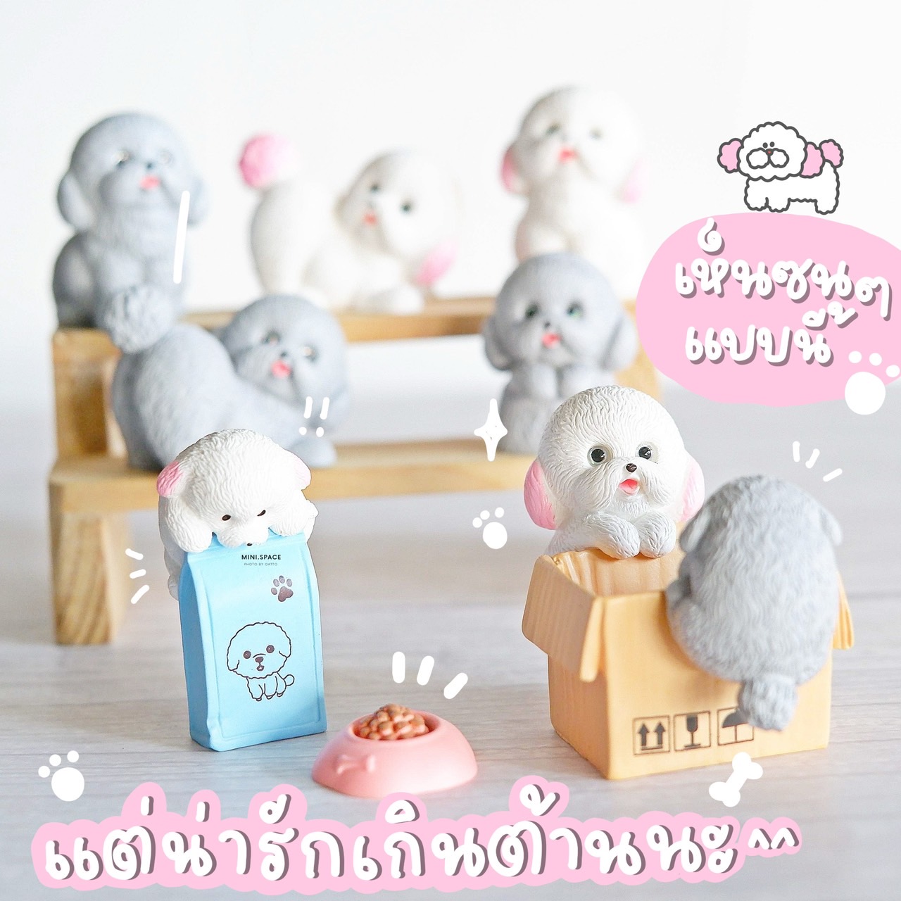 ตุ๊กตาหมาพุดเดิ้ล กับกล่องของเล่น MS5931 ตุ๊กตาจิ๋ว โมเดลจิ๋ว แต่งสวน แต่งบ้าน งานDIY