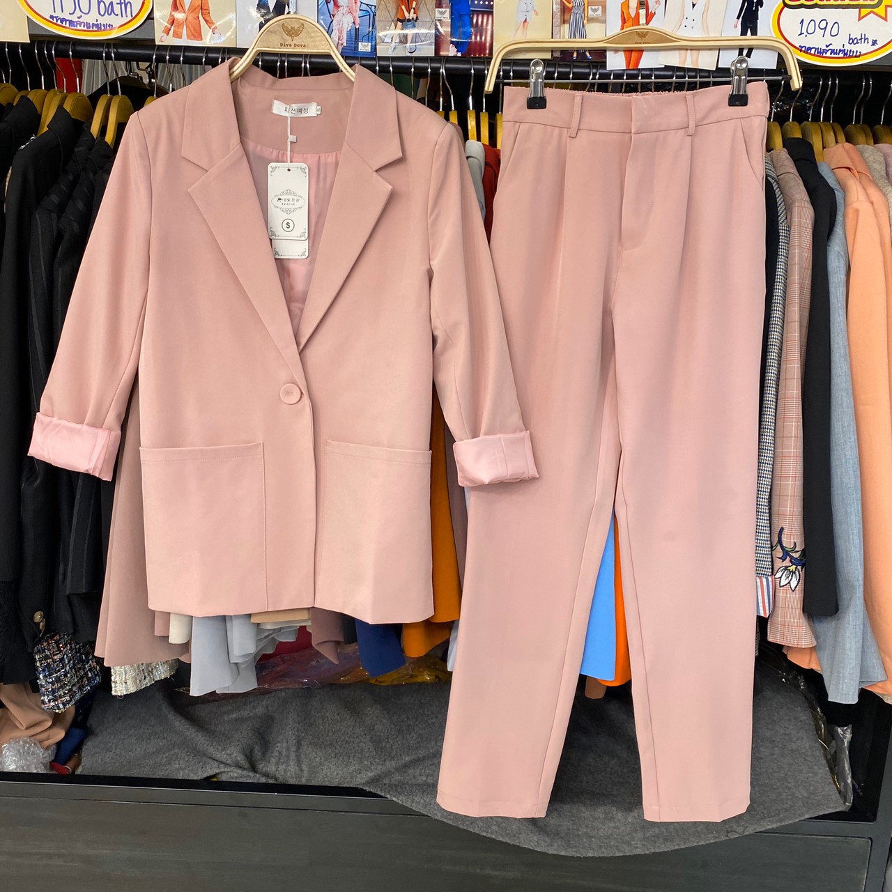 ชุดสูทสีชมพู Set2ชิ้น #IM006 (S-XL)
