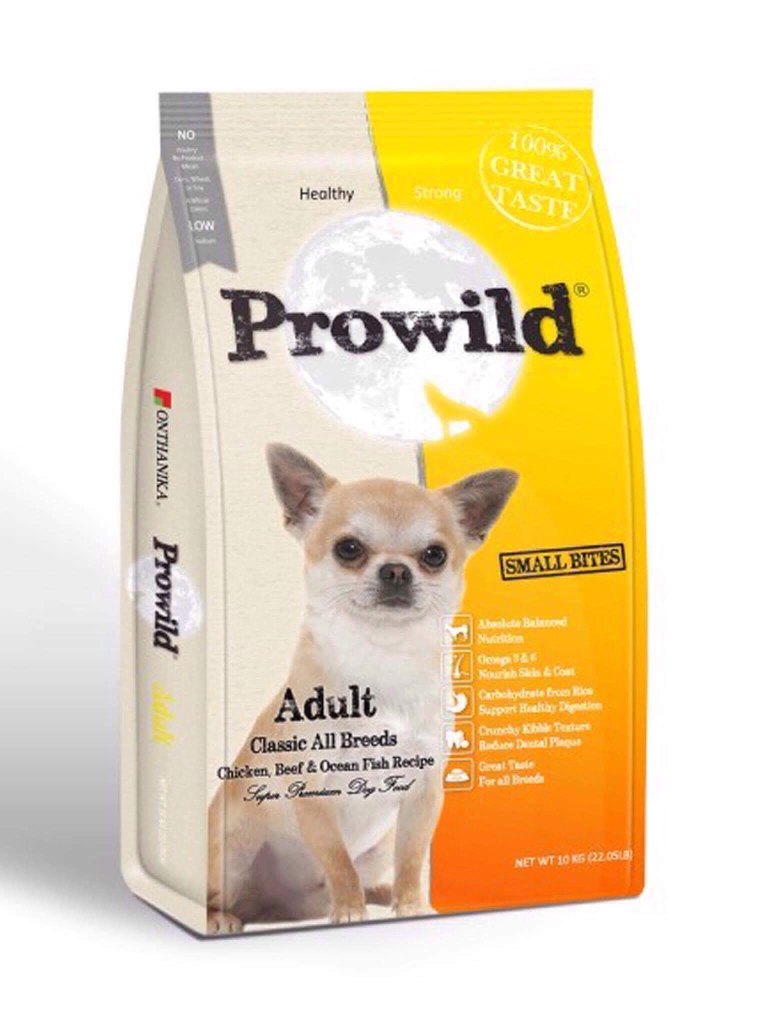 Prowild Classic Adult Small bite โปรวายด์ คลาสสิค สำหรับสุนัขโตพันธุ์เล็กทุกสายพันธุ์ 10 กก.