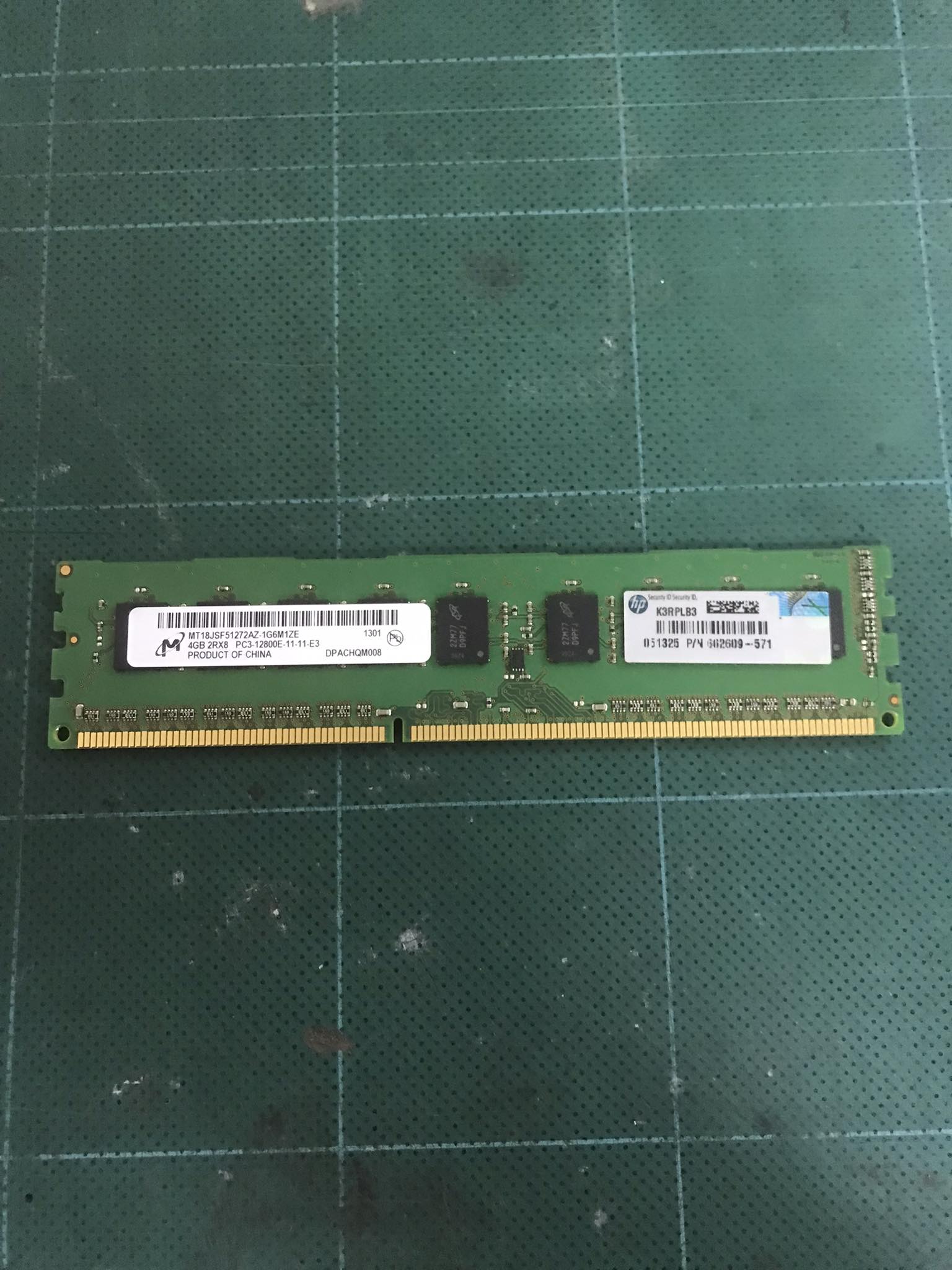 HP 4GB (2Rx8) PC3-12800E 1.5v ECC Unbuffered Memory // 662609-571 / MT18JSF51272AZ-1G6 (Used) // สินค้ารับประกัน โดย บริษัท อะไหล่เซิร์ฟเวอร์ จำกัด