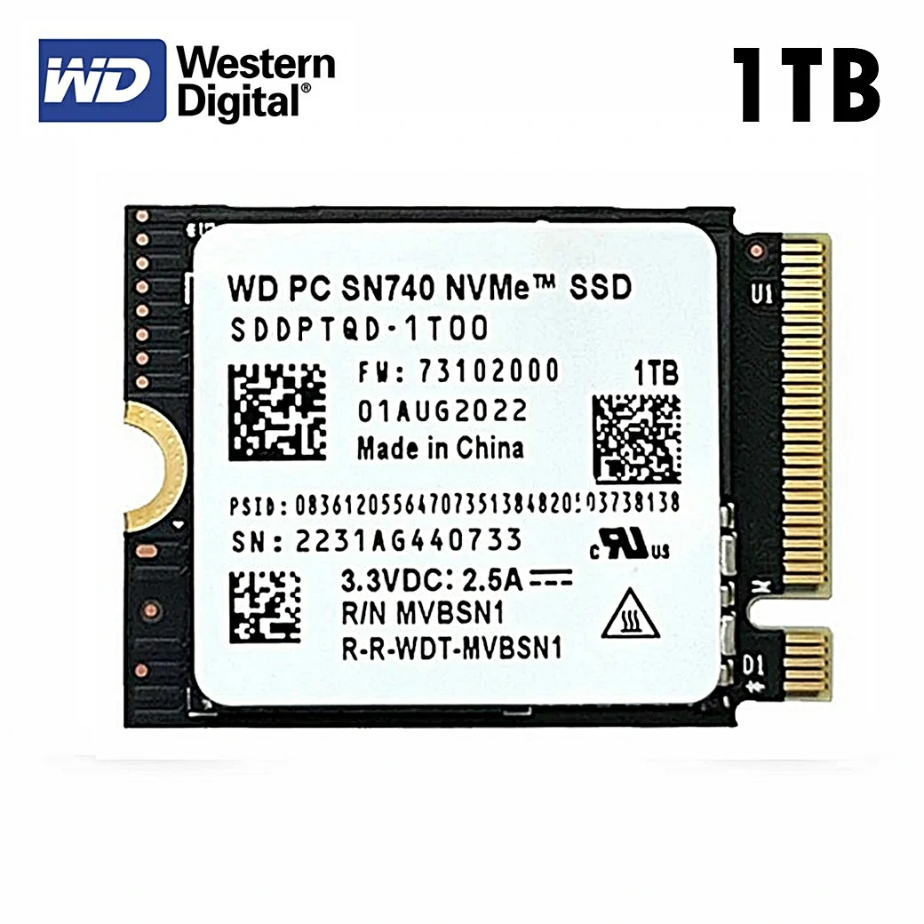 WD PC SN740 M.2 NVMe 2230 PCIe 4.0x4 SSD (1TB)