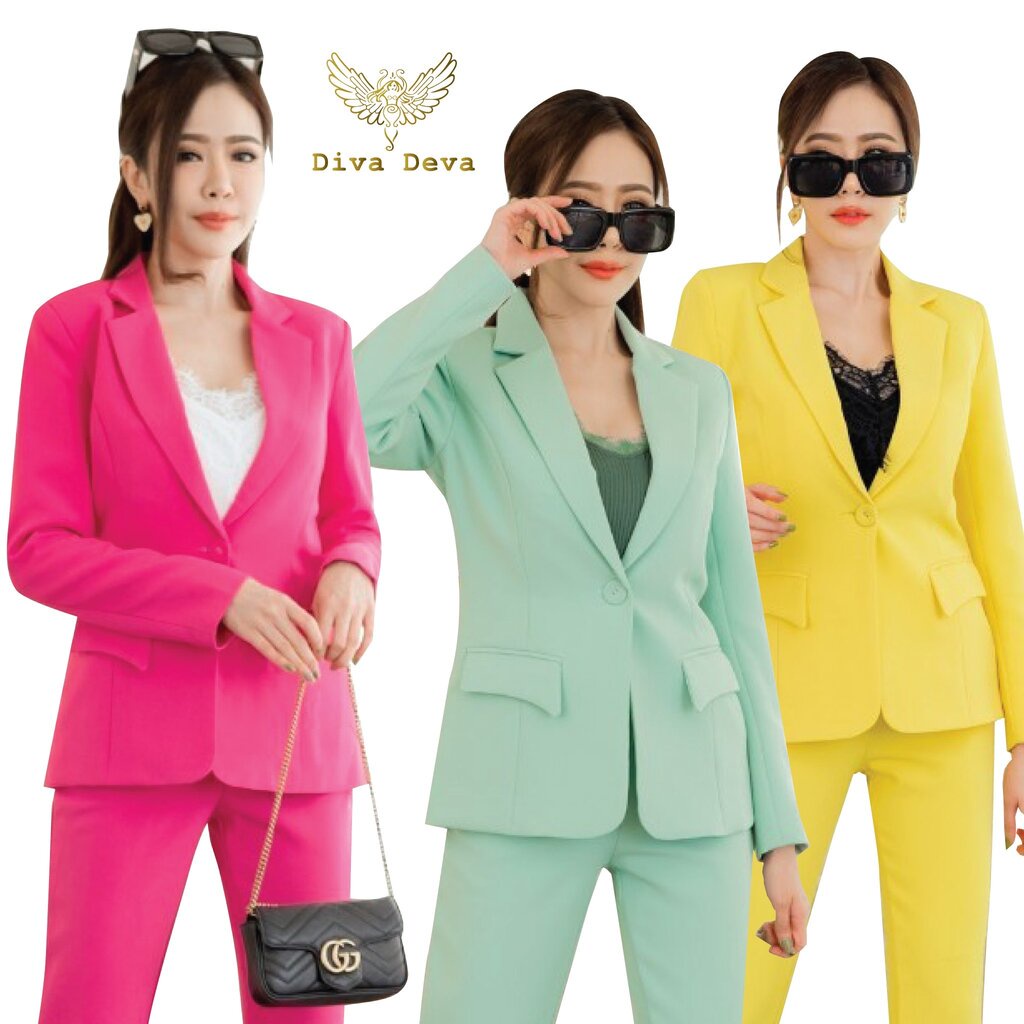 เสื้อสูทผู้หญิงสีชมพู/เหลือง/เขียว No.2236