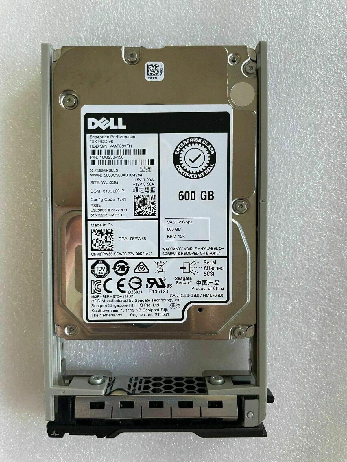 Dell 600GB 15K 12Gb/s 2.5" SAS Hard Drive // FPW68, 0FPW68, ST600MP0036, 1UU230-150 (Used) // สินค้ารับประกัน โดย บริษัท อะไหล่เซิร์ฟเวอร์ จำกัด