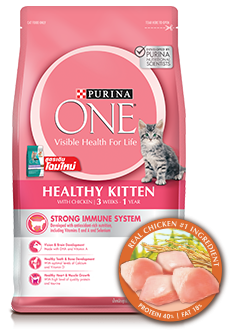 Purina One Healthy Kitten Formula 400g. เพียวริน่า วัน อาหารเม็ดสูตรลูกแมว (อายุ 3 สัปดาห์-1ปี)