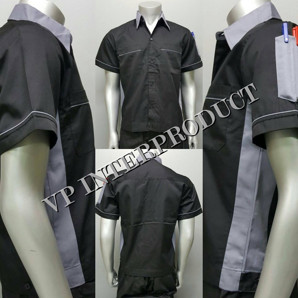 เสื้อช่าง 2 สี เเขนสั้น ผ้าคอมทวิว ไซร์ M-XXL มีสต็อก สินค้าจากโรงงานมาเอง