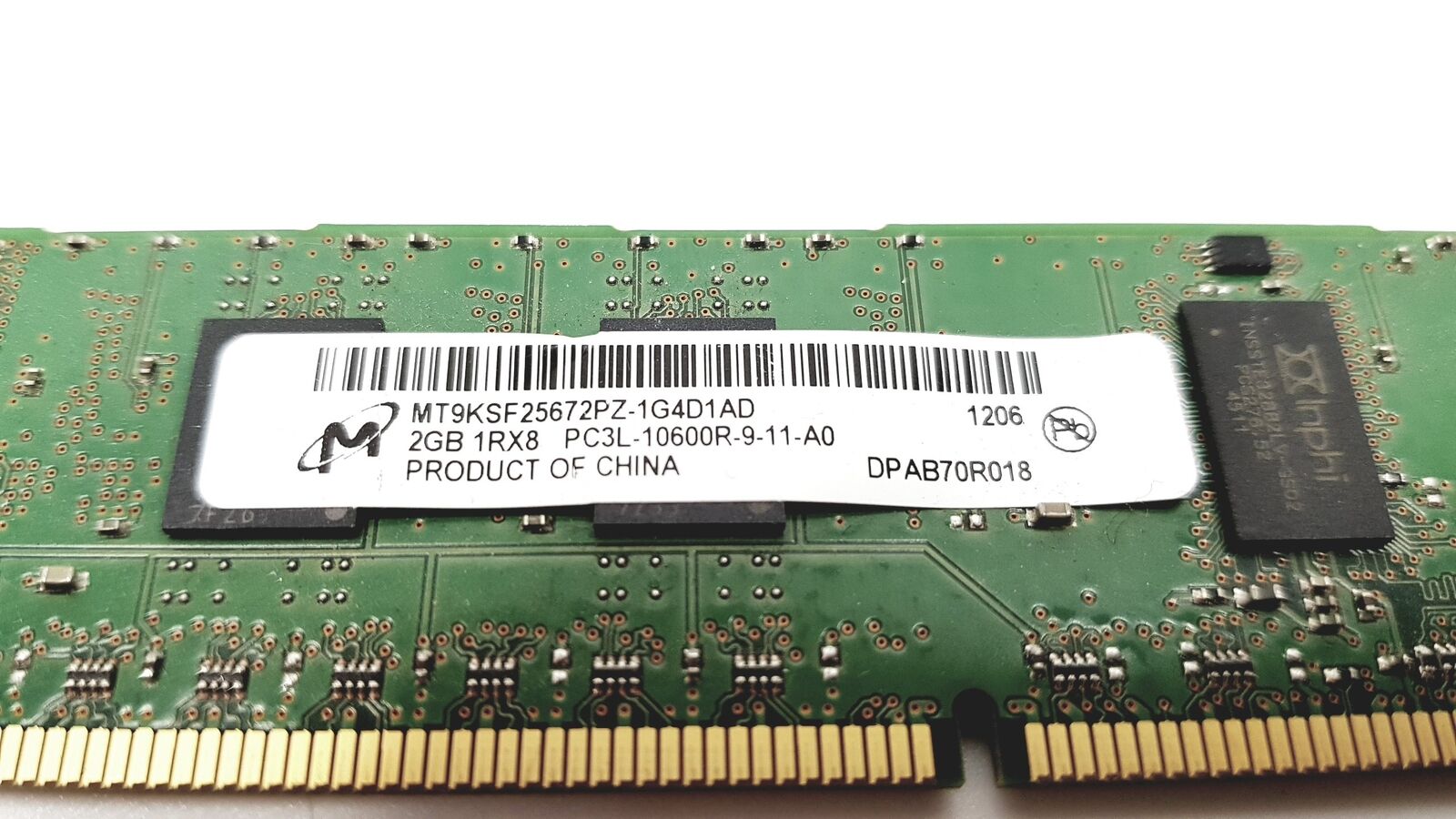 Micron 2GB 1RX8 PC3L-10600R DDR3 1333MHz Server Memory / MT9KSF25672PZ-1G4D1BB (Used) // สินค้ารับประกัน โดย บริษัท อะไหล่เซิร์ฟเวอร์ จำกัด
