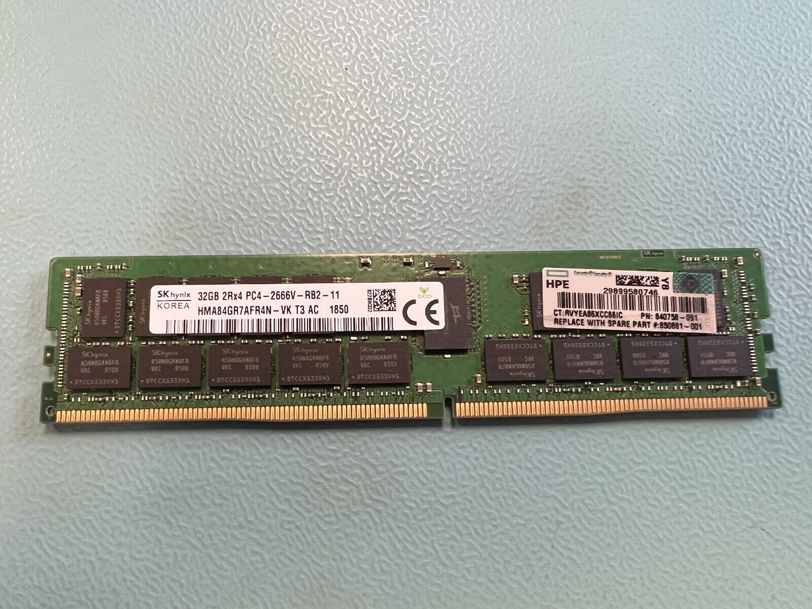HPE 32GB 2Rx4 PC4-2666V DDR4 REG Server Memory // 850881-001 / 840758-091 / HMA84GR7AFR4N-VK (Used) // สินค้ารับประกัน โดย บริษัท อะไหล่เซิร์ฟเวอร์ จำกัด