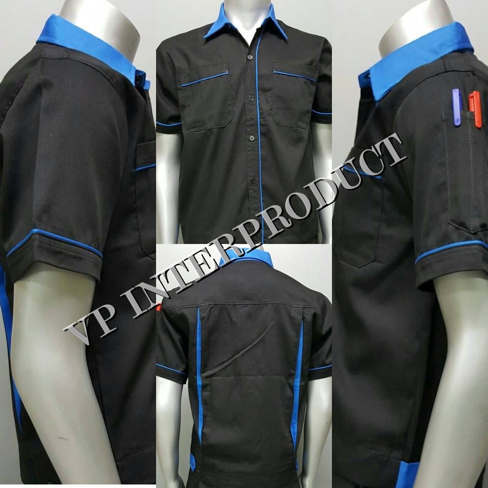 เสื้อช่าง 2 สี เเขนสั้น ผ้าคอมทวิว ไซร์ M-XXL มีสต็อก สินค้าจากโรงงานมาเอง