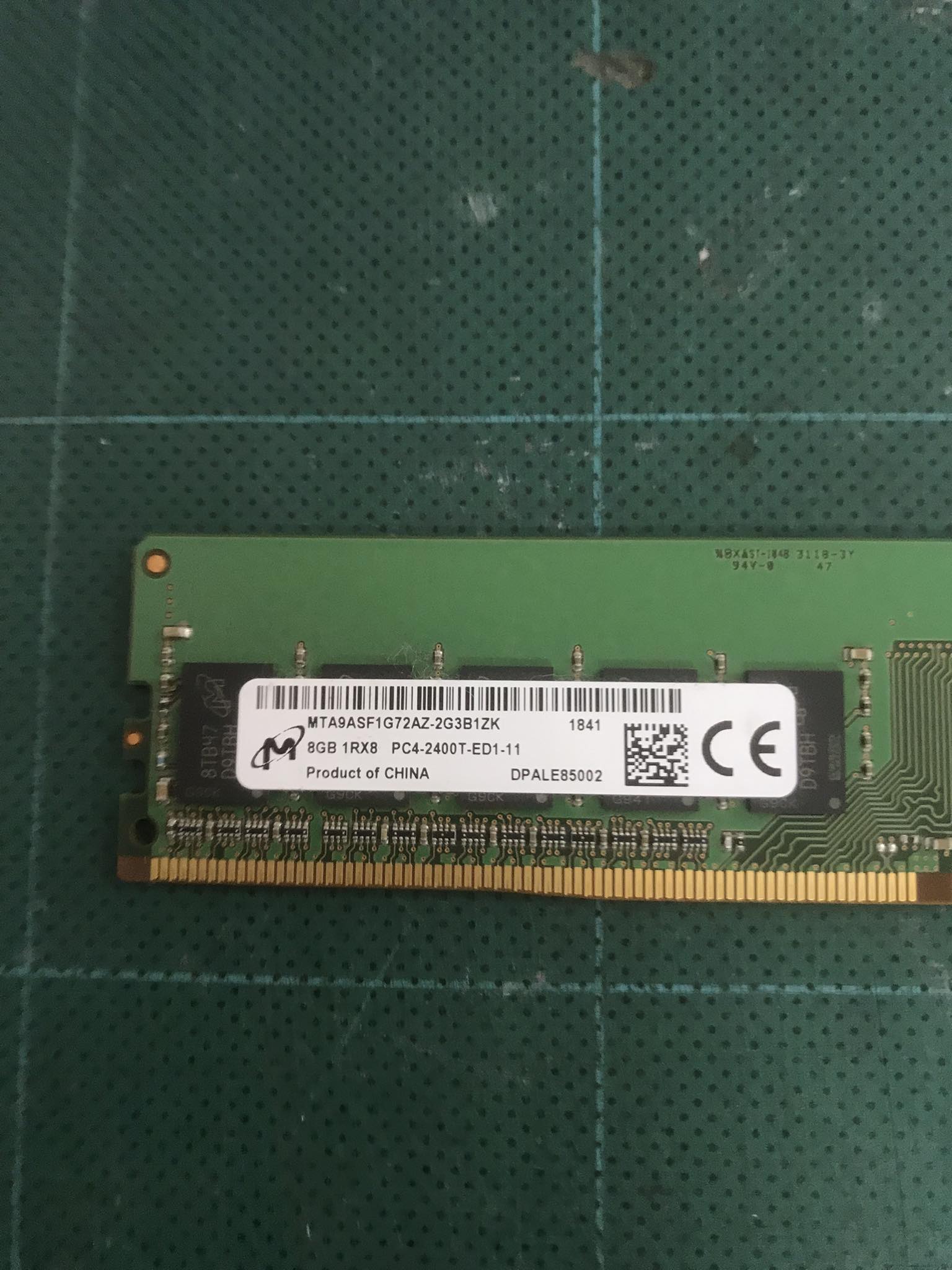 Micron 8GB (1Rx8) PC4-2400T -ED1-11 DDR4 ECC Mmemory Server RAM // MTA9ASF1G72AZ-2G3B1ZK (Used) // สินค้ารับประกัน โดย บริษัท อะไหล่เซิร์ฟเวอร์ จำกัด