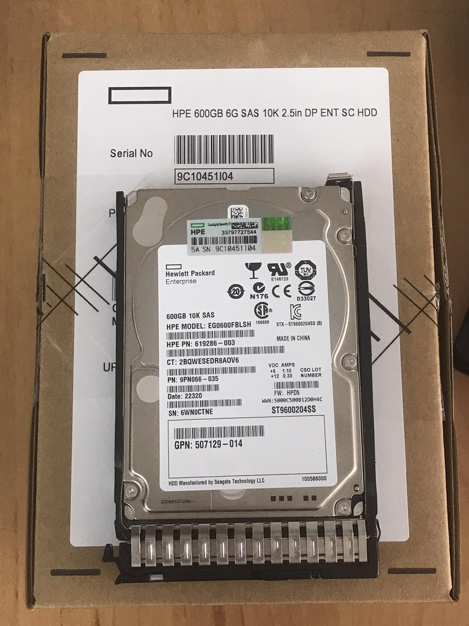 ( New Inbox ) HP 600GB 10K SAS 6G 2.5" Hard Drive for G6 G7 G8 // HDD 619286-003 / Tray 653957-001 / EG0600FBLSH / ST9600204SS / 652583-B21 // สินค้ารับประกัน โดย บริษัท อะไหล่เซิร์ฟเวอร์ จำกัด