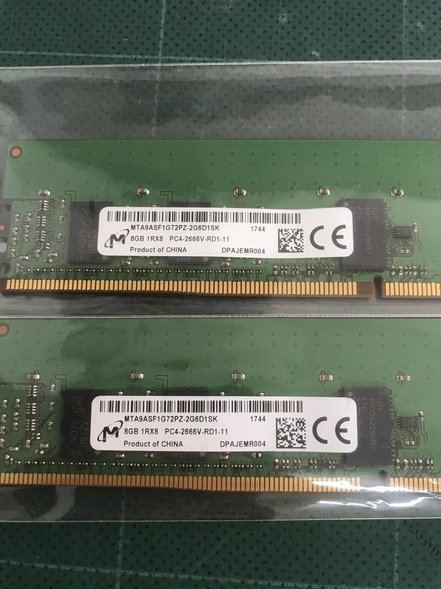 Micron 8GB (1Rx8) PC4-2666V -R Server Memory RAM // MTA9ASF1G72PZ-2G6D1SK (Used) // สินค้ารับประกัน โดย บริษัท อะไหล่เซิร์ฟเวอร์ จำกัด