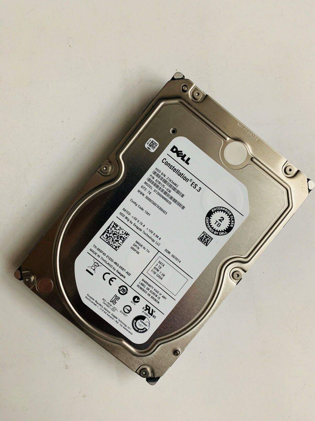 Dell 2TB 7.2K Sata 6Gbps 3.5" Hard Disk Constellation ES.3 // 055FX5 // ST2000NM0033 (Used) // สินค้ารับประกัน โดย บริษัท อะไหล่เซิร์ฟเวอร์ จำกัด