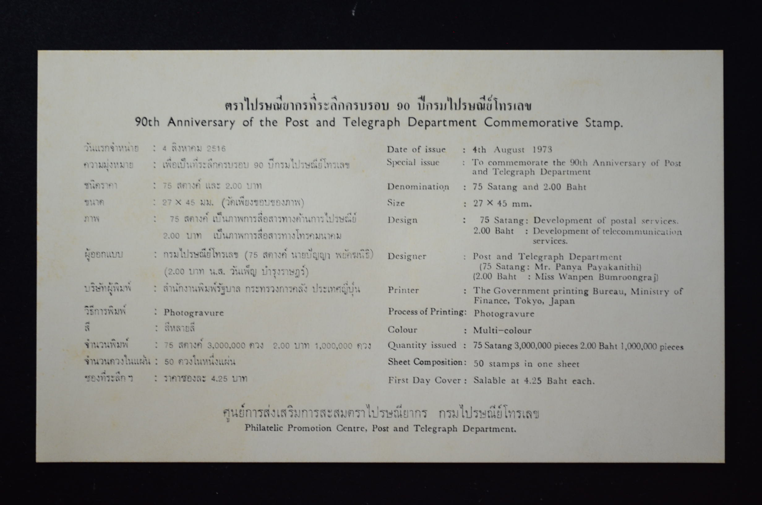 ซองครบรอบ 90 ปี กรมไปรษณีย์โทรเลข