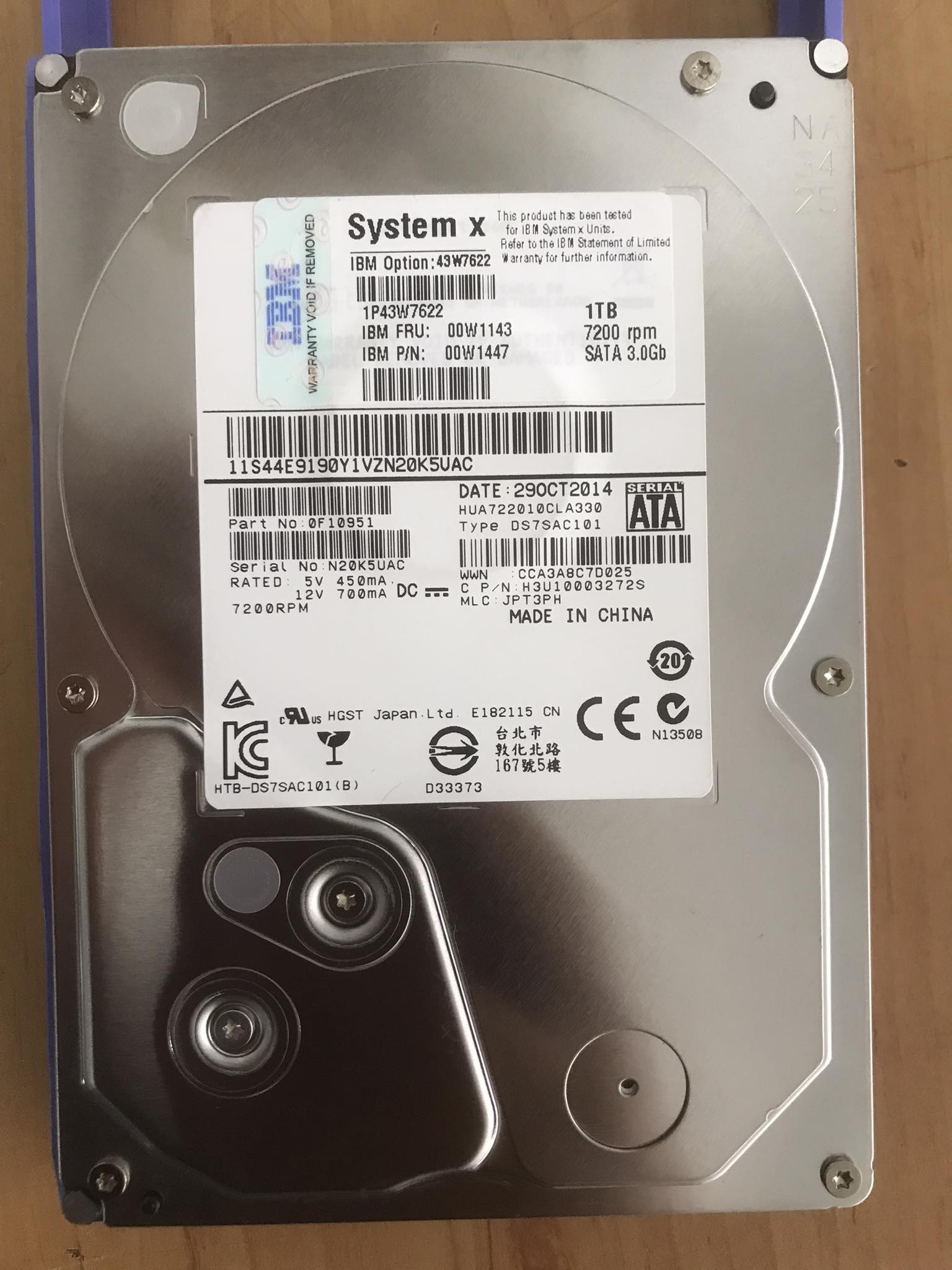IBM 1TB 7.2K 3G SATA 3.5'' HDD // 00W1143 / 43W7622 / 00W1447 (Used) // สินค้ารับประกัน โดย บริษัท อะไหล่เซิร์ฟเวอร์ จำกัด