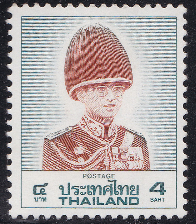 แสตมป์พระรูป ร.9 ชุด8 ดวง 4 บาท (Plate 1) โรงพิมพ์ GPB. Japan