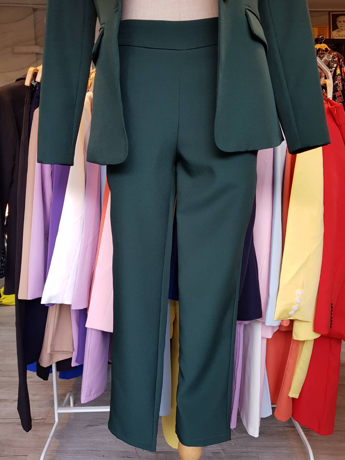 No.1904-2 กางเกงขากระบอกเล็ก เขียวNEW (ไม่รวมเสื้อสูท)