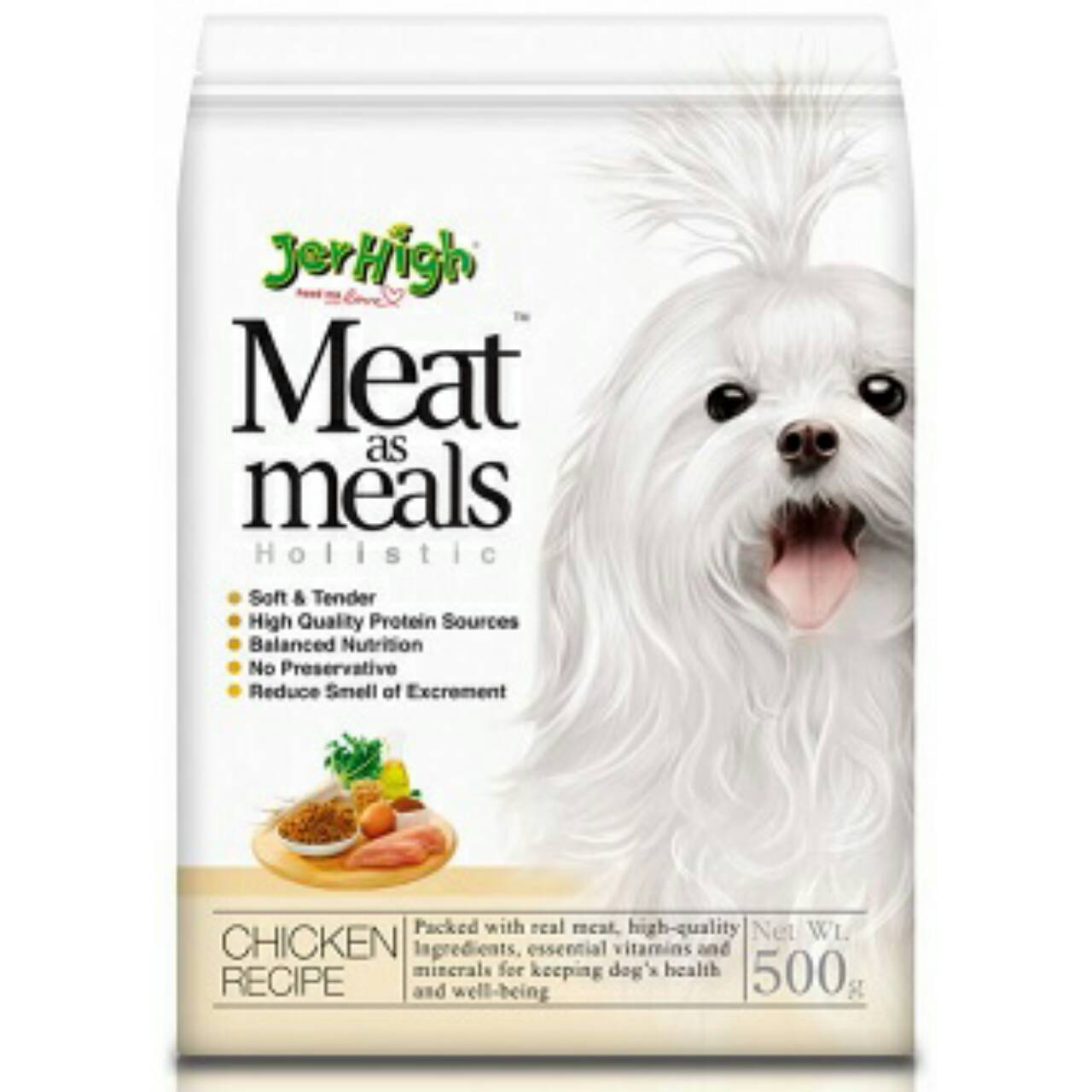 Jerhigh meat as meals holistic 2 kg เจอร์ไฮ มีท แอส มีลล์ โฮลิสติก อาหารสุนัขสำหรับทุกสายพันธุ์ รสไก่ 2 กก.