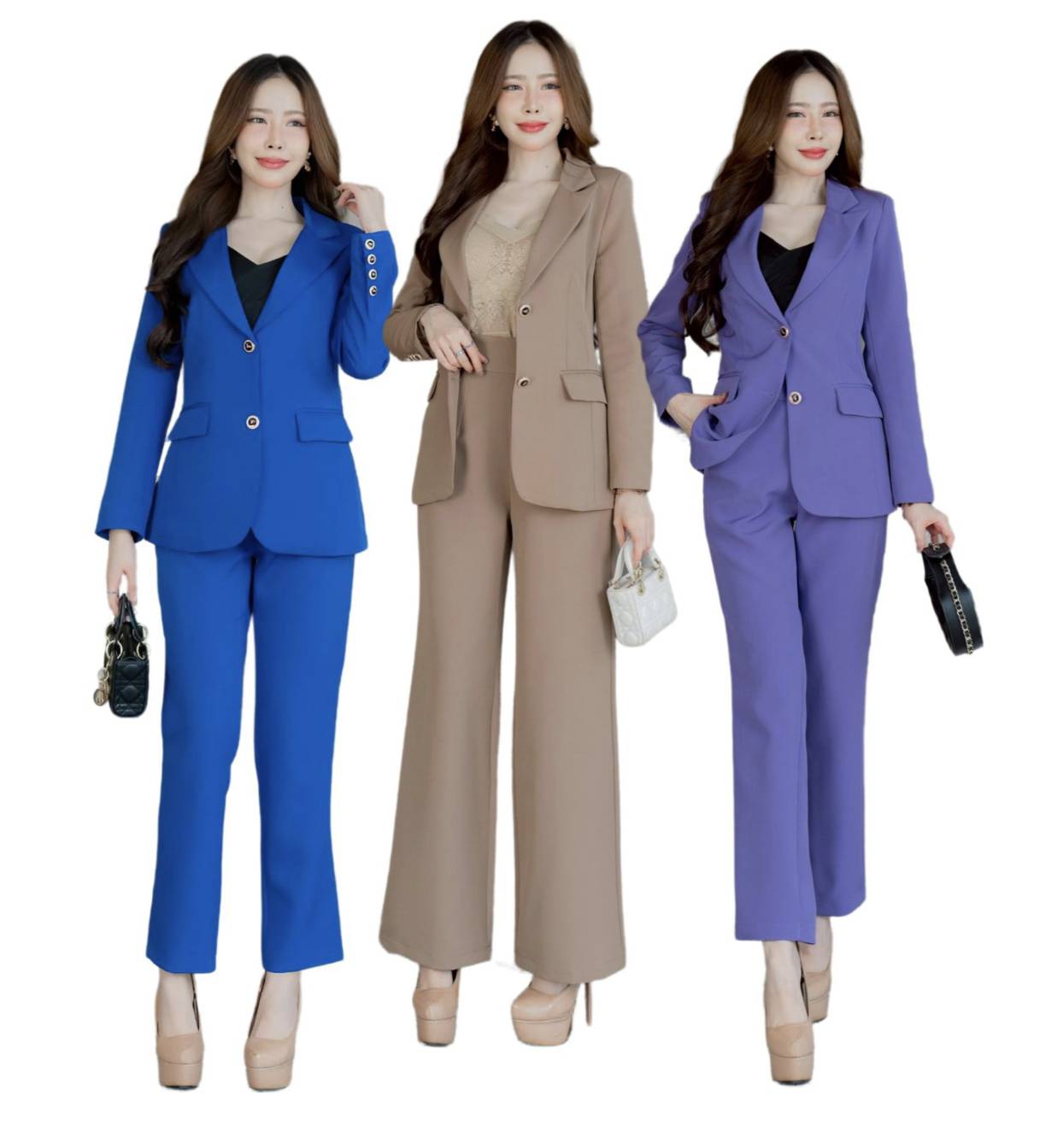 เสื้อสูทผู้หญิงทรงSlim2กระดุม No.2402 ใส่คู่กางเกงกระบอกเล็ก No.2426-2 (S-6XL)