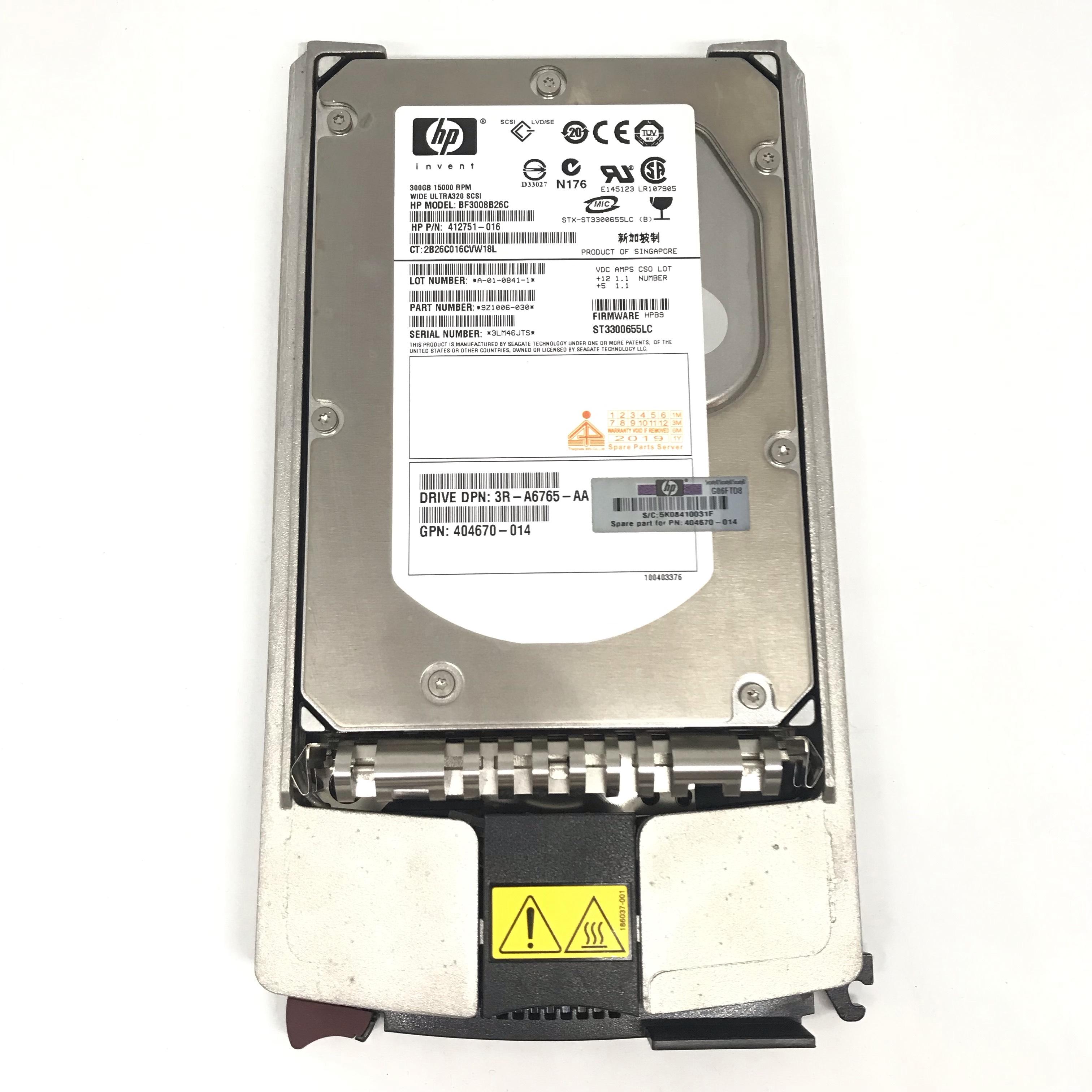 HP 300GB 15K ULTRA320 SCSI DR HDD // 412751-016 / GPN 404670-014 / 3R-A6765-AA / BF3008B26C ( ST3300655LC ) (Used) // สินค้ารับประกัน โดย บริษัท อะไหล่เซิร์ฟเวอร์ จำกัด