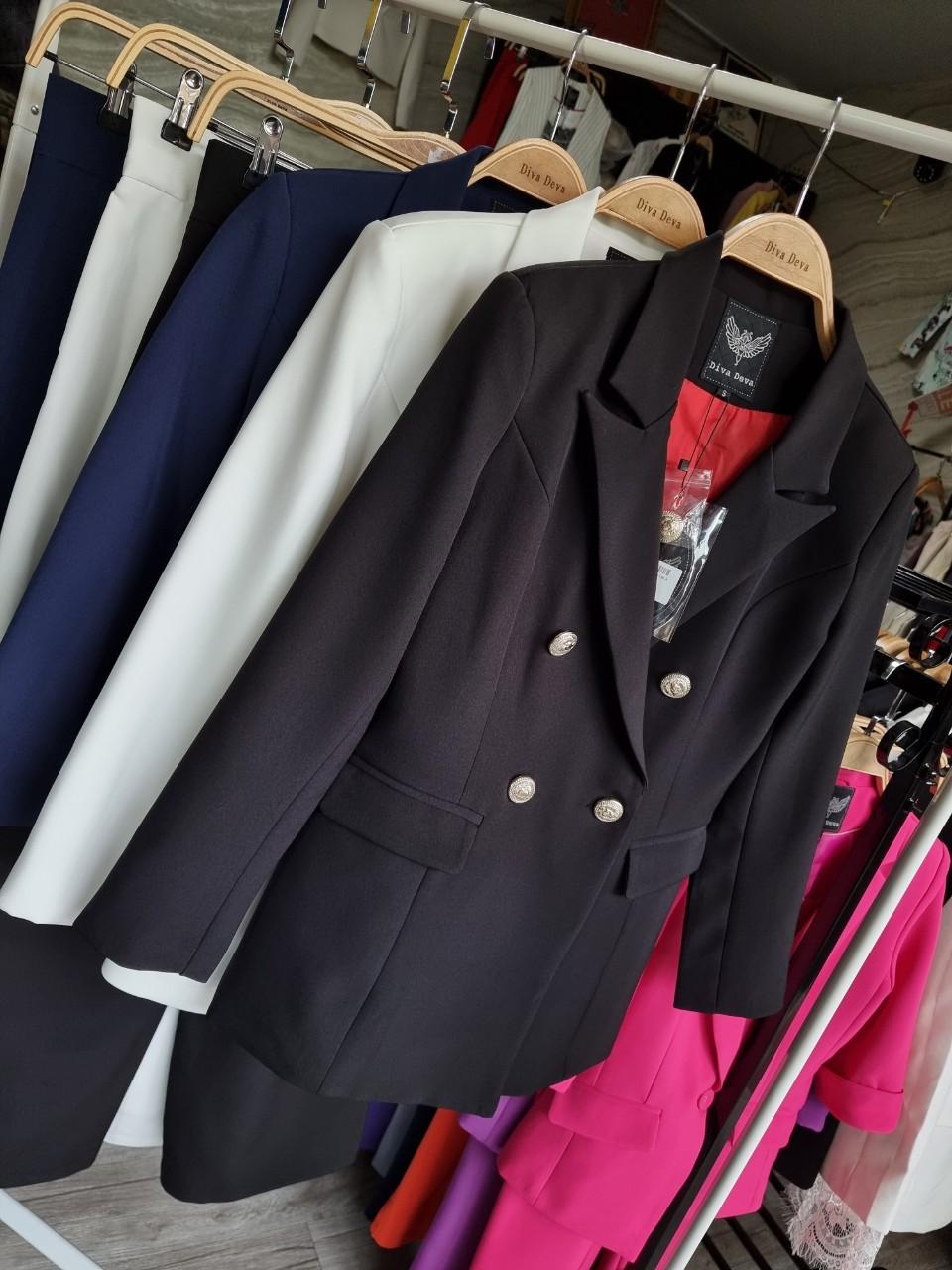 เสื้อสูทตัวยาวCosmo Blazer สีขาว/ดำ/กรม #2111 (ไม่รวมกางเกง)