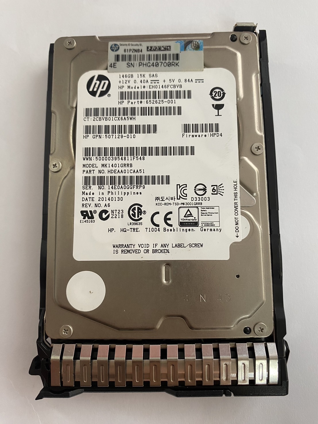 HP 146GB 15K 6G SAS 2.5" Hard Drive // HDD 652625-001 / Tray 653950-001 / GPN 507129-010 / EH0146FCBVB / MK1401GRRB (Used) // สินค้ารับประกัน โดย บริษัท อะไหล่เซิร์ฟเวอร์ จำกัด