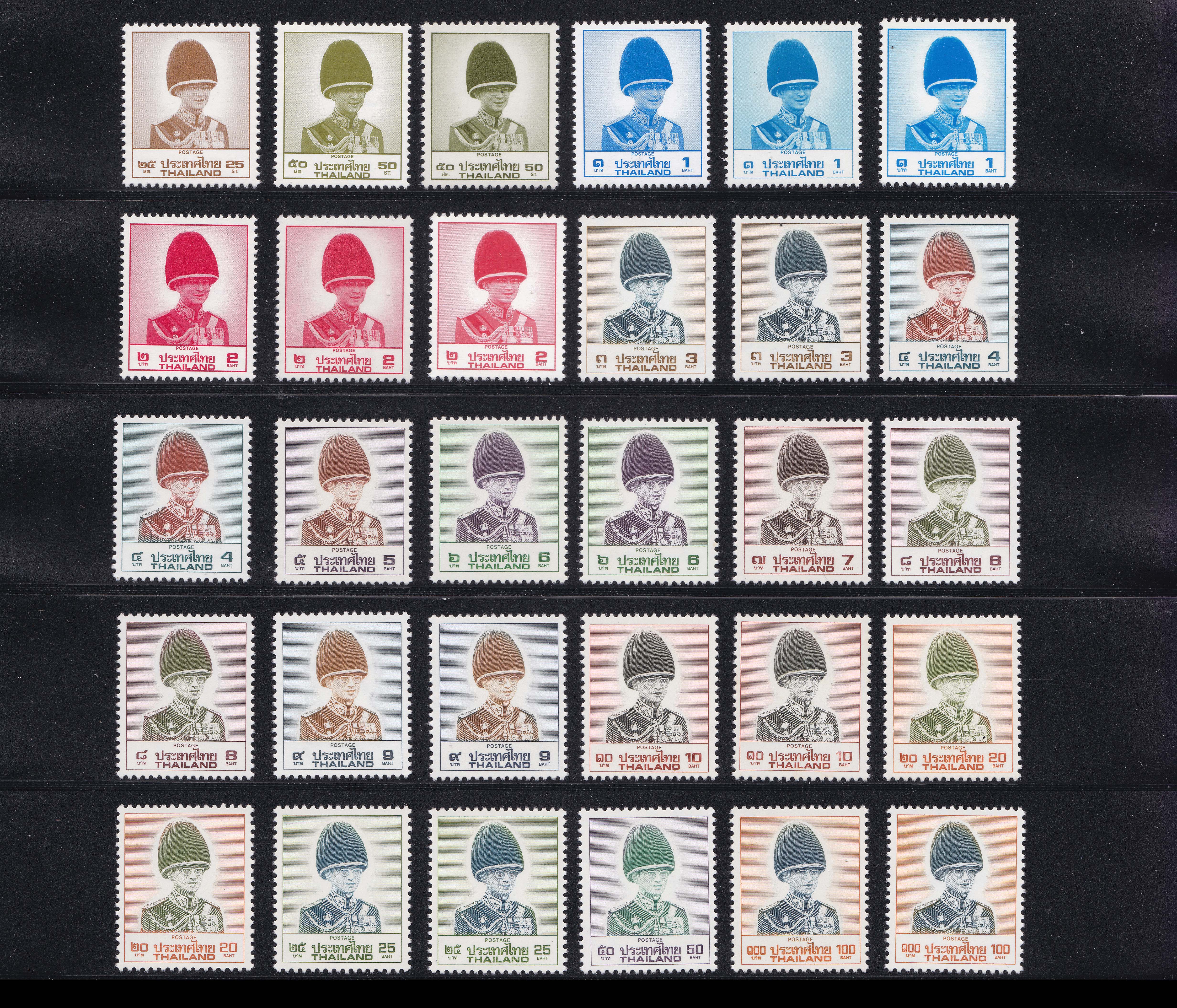 แสตมป์พระรูป รัชกาลที่ 9 ชุด 8 ครบชุด+ครบ PLATE 1&2 (MNH) หายาก