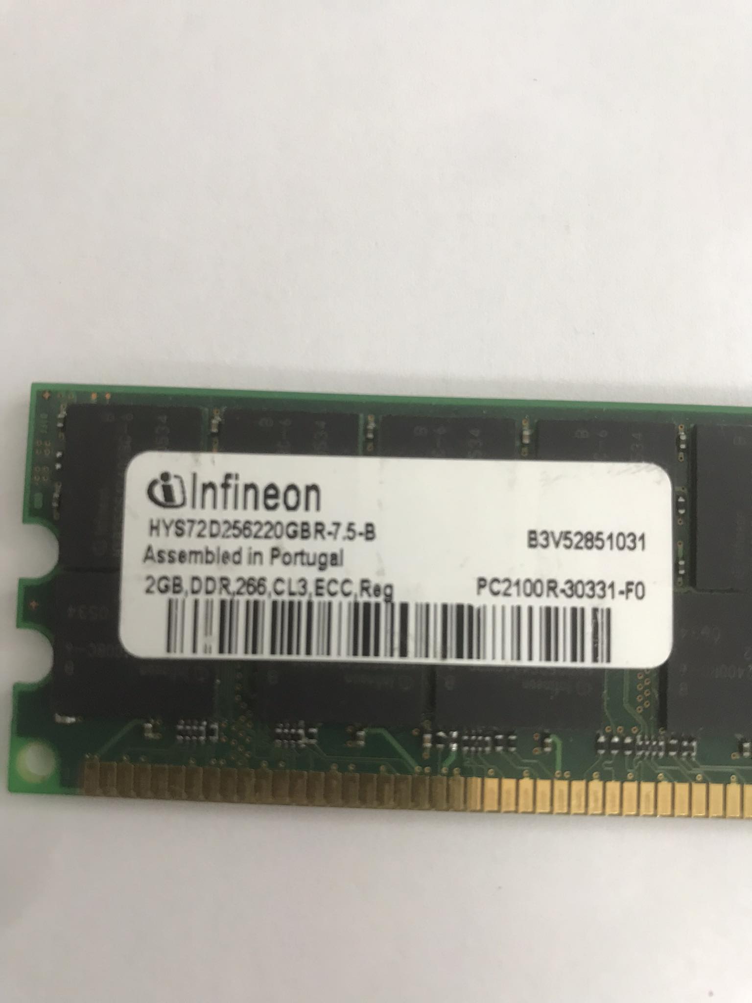 HP 2GB PC2100 DDR-266MHz Registered ECC CL2.5 184-Pin DIMM 2.5V Memory / 300702-001 / 251586-051 (Used) // สินค้ารับประกัน โดย บริษัท อะไหล่เซิร์ฟเวอร์ จำกัด