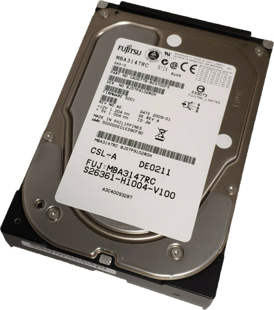 Fujitsu HDD 146GB 15K 3.5" SAS S26361-H1004-V100 Hard Drive In Caddy // MBA3147RC (Used) // สินค้ารับประกัน โดย บริษัท อะไหล่เซิร์ฟเวอร์ จำกัด
