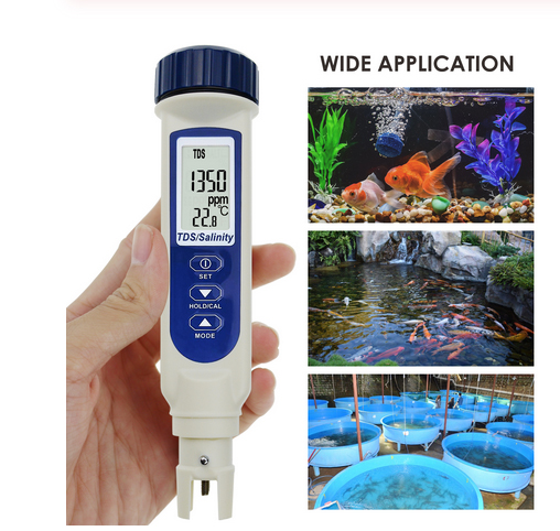 เครื่องวัดค่า TDS 0 ~ 9999ppm และความเค็ม 0-100 ppt 2 in 1