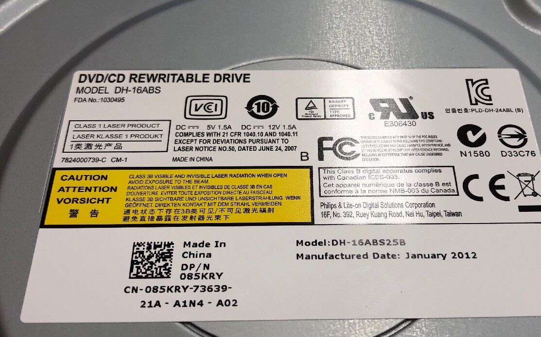 Dell DH-16ABS DVD/CD Rewritable Drive SATA // 085KRY / 85KRY (Used) // สินค้ารับประกัน โดย บริษัท อะไหล่เซิร์ฟเวอร์ จำกัด