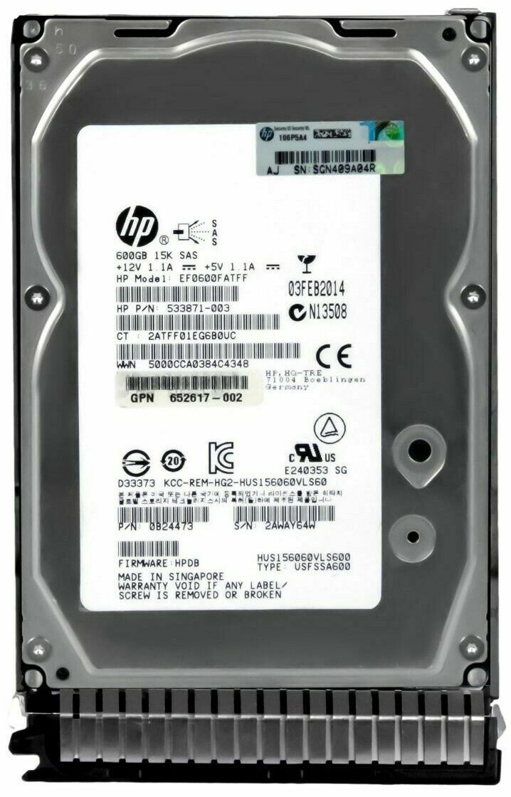 HP 600GB 15K Min 64MB Cache SAS-2 3.5 " EF0600FATFF 533871-003 583718-001 Hard Disk สินค้ารับประกัน โดย บริษัท อะไหล่เซิร์ฟเวอร์ จำกัด