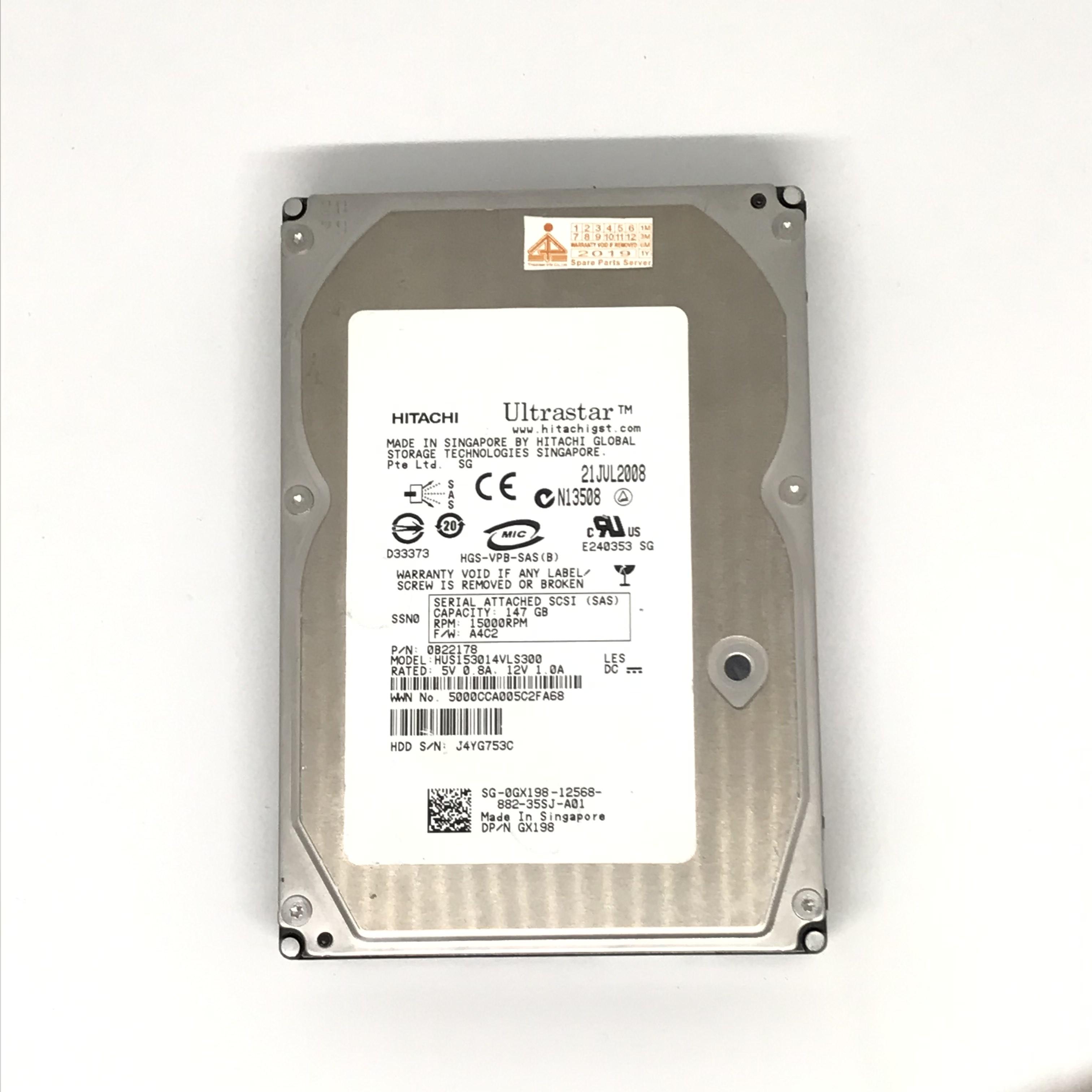 Dell / Hitachi 146GB 15K SAS 3.5'' Hard Disk // 0GX198 / 0B22178 / HUS153014VLS300 (Used) // สินค้ารับประกัน โดย บริษัท อะไหล่เซิร์ฟเวอร์ จำกัด