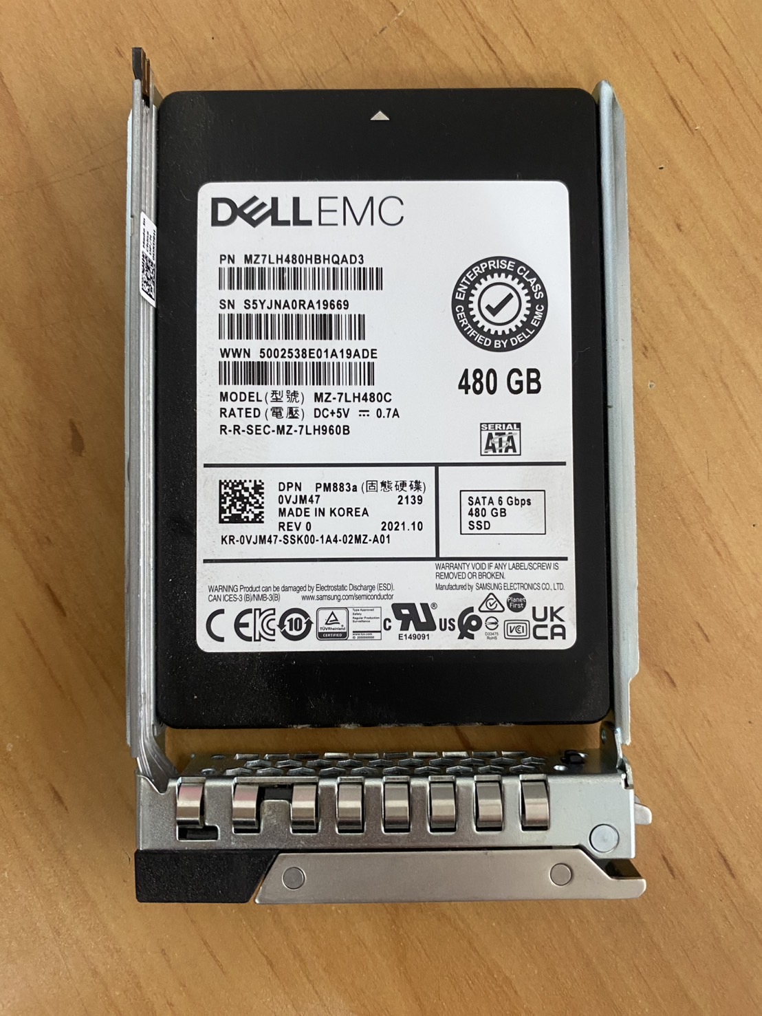 Dell EMC 480GB 6G SATA 2.5" SSD HDD // 0VJM47 / MZ-7LH480C / PM883a (Used) // สินค้ารับประกัน โดย บริษัท อะไหล่เซิร์ฟเวอร์ จำกัด